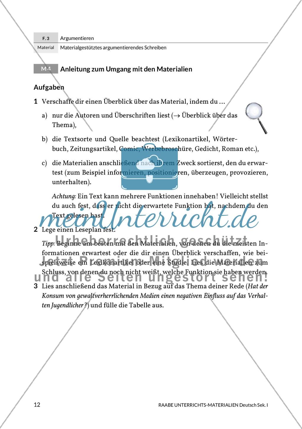 Argumentierendes Schreiben - Rede zum Thema Gewaltdarstellungen in den Medien Preview 7