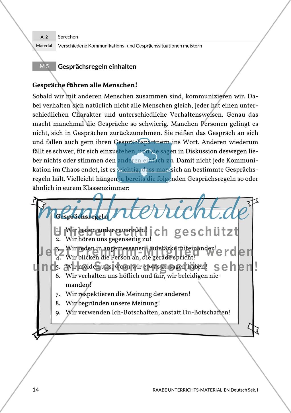 Sprechkompetenz: Einhaltung von Gesprächsregeln Preview 1