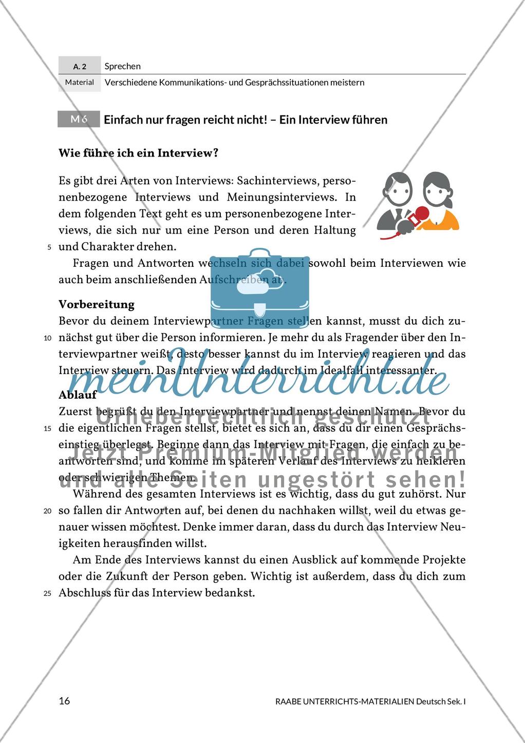 Sprechkompetenz: Führen von Interviews Preview 1