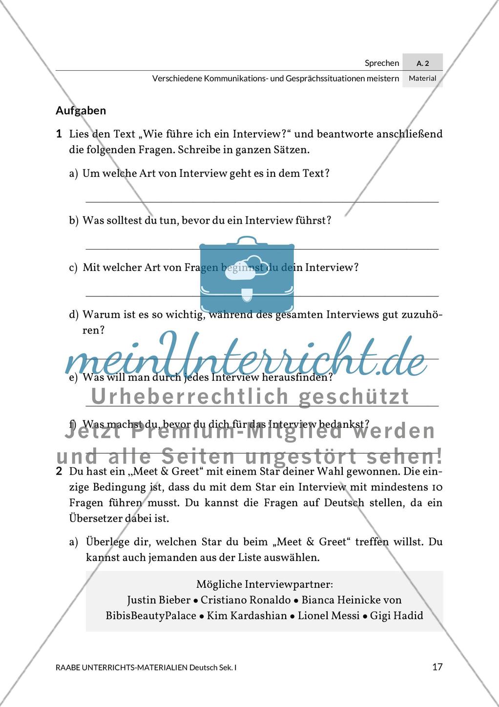 Sprechkompetenz: Führen von Interviews Preview 2