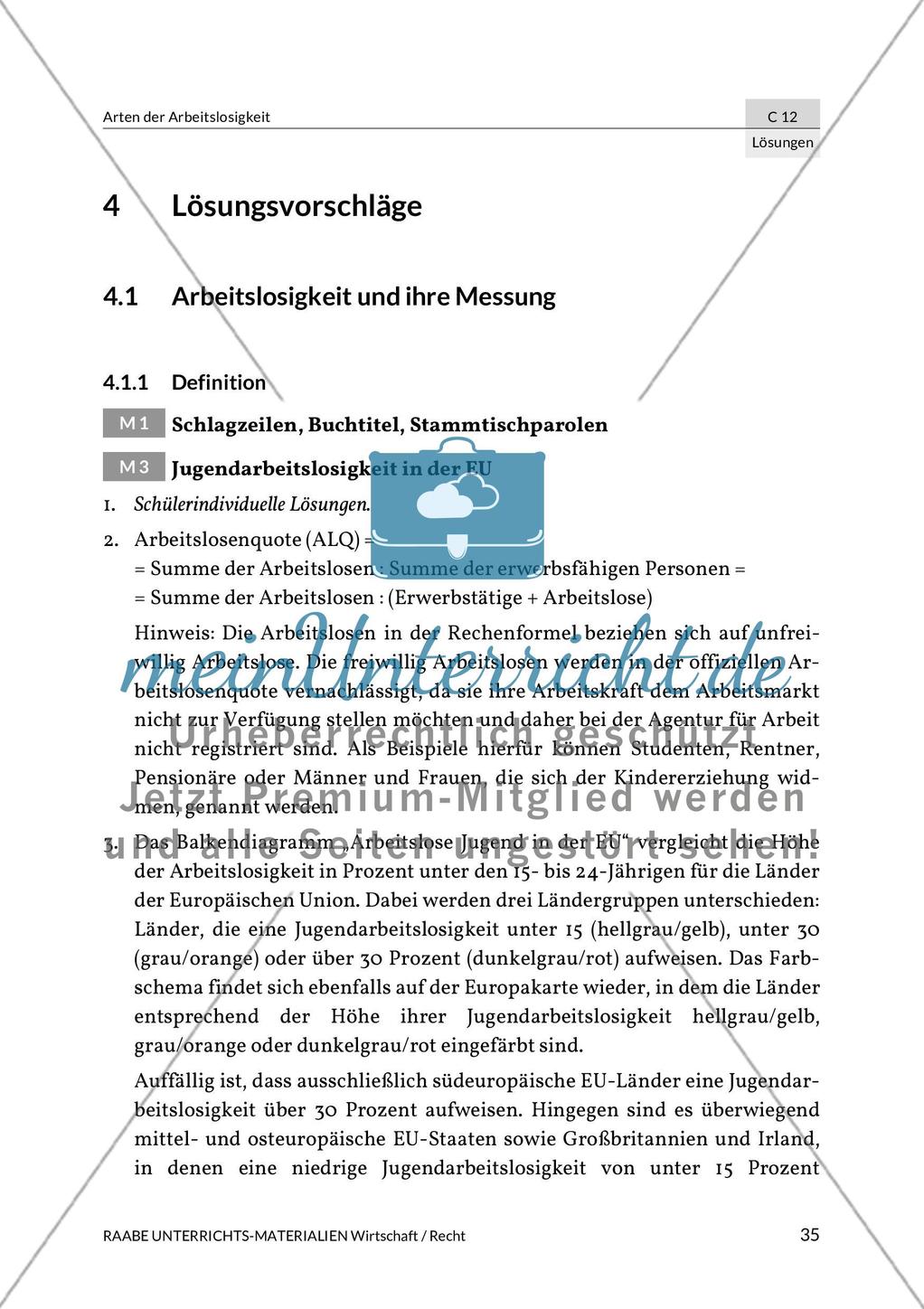 Lösungen: Arten der Arbeitslosigkeit Preview 1