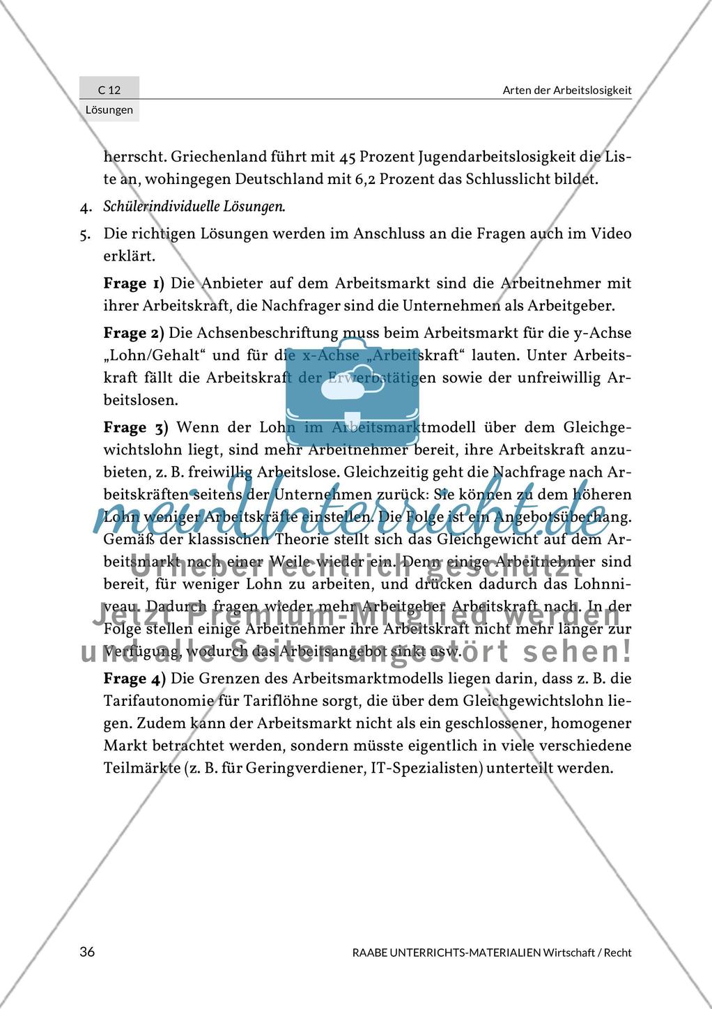 Lösungen: Arten der Arbeitslosigkeit Preview 2