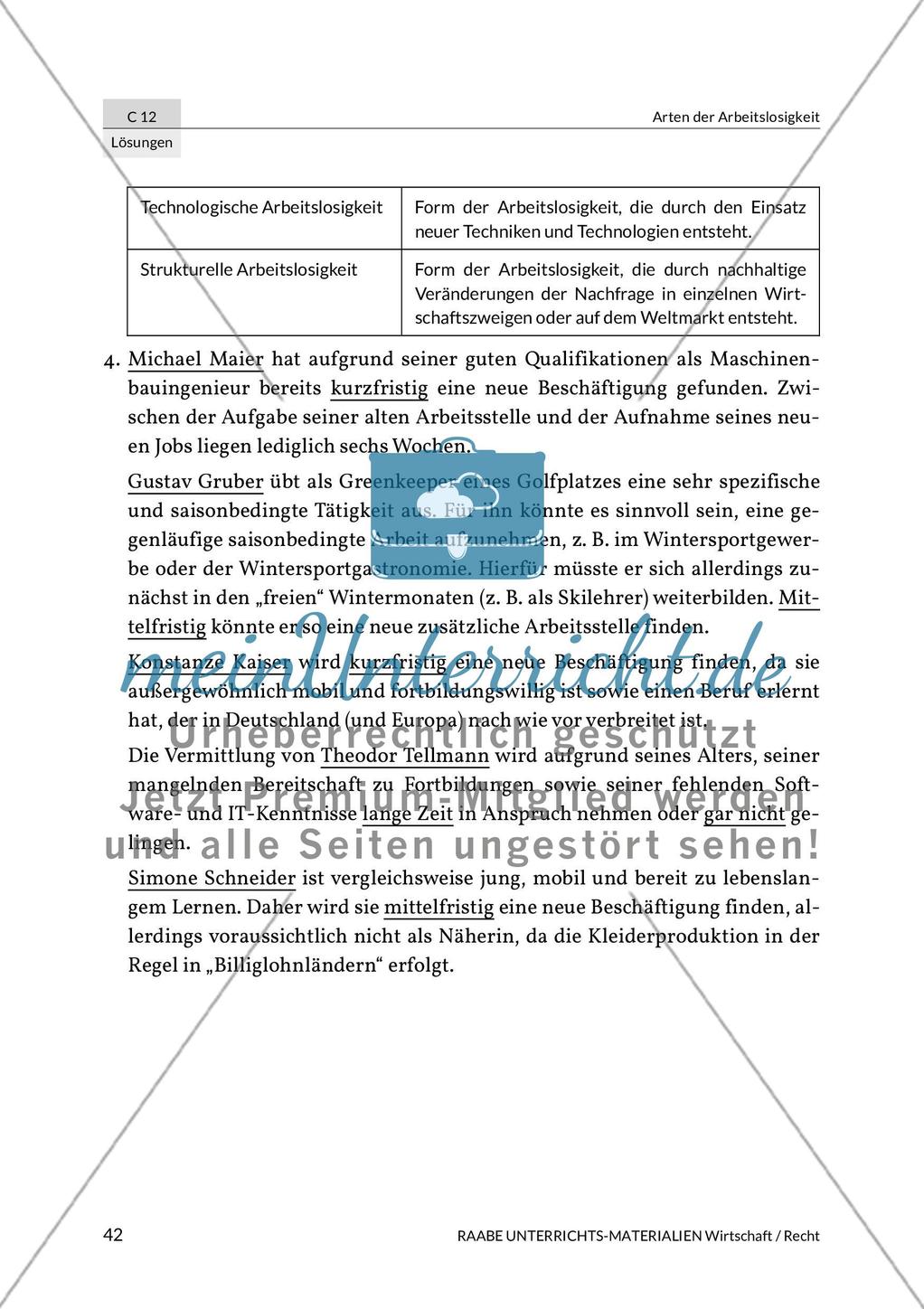 Lösungen: Arten der Arbeitslosigkeit Preview 8
