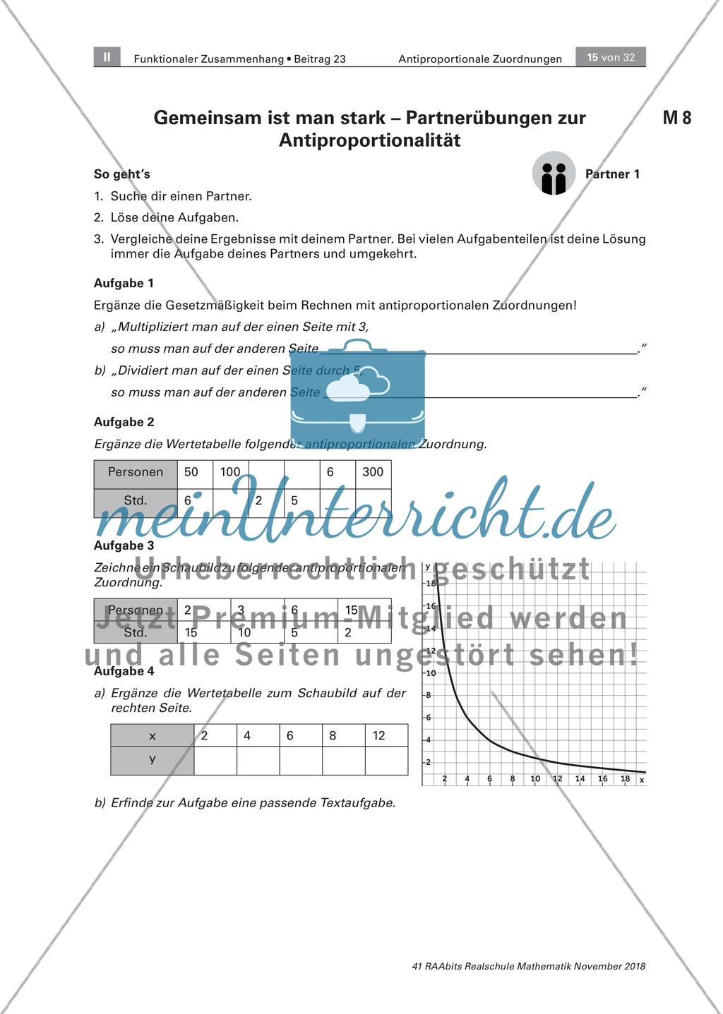Planung von Events und Reisen: Einführung zu antiproportionalen Zuordnungen Preview 11