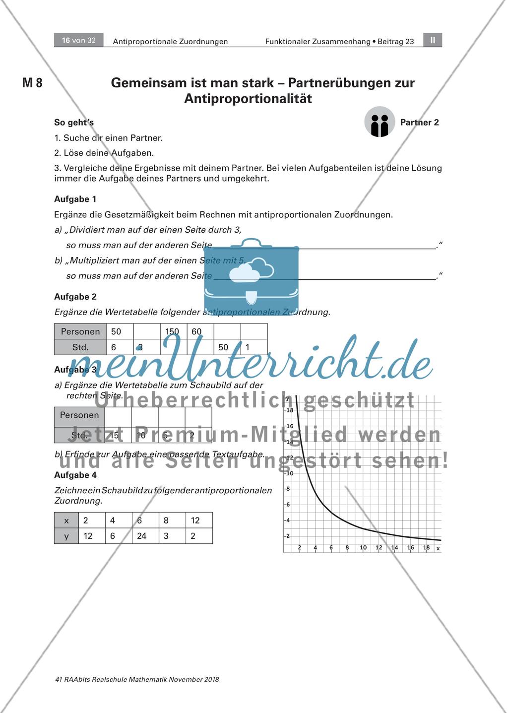 Planung von Events und Reisen: Einführung zu antiproportionalen Zuordnungen Preview 12