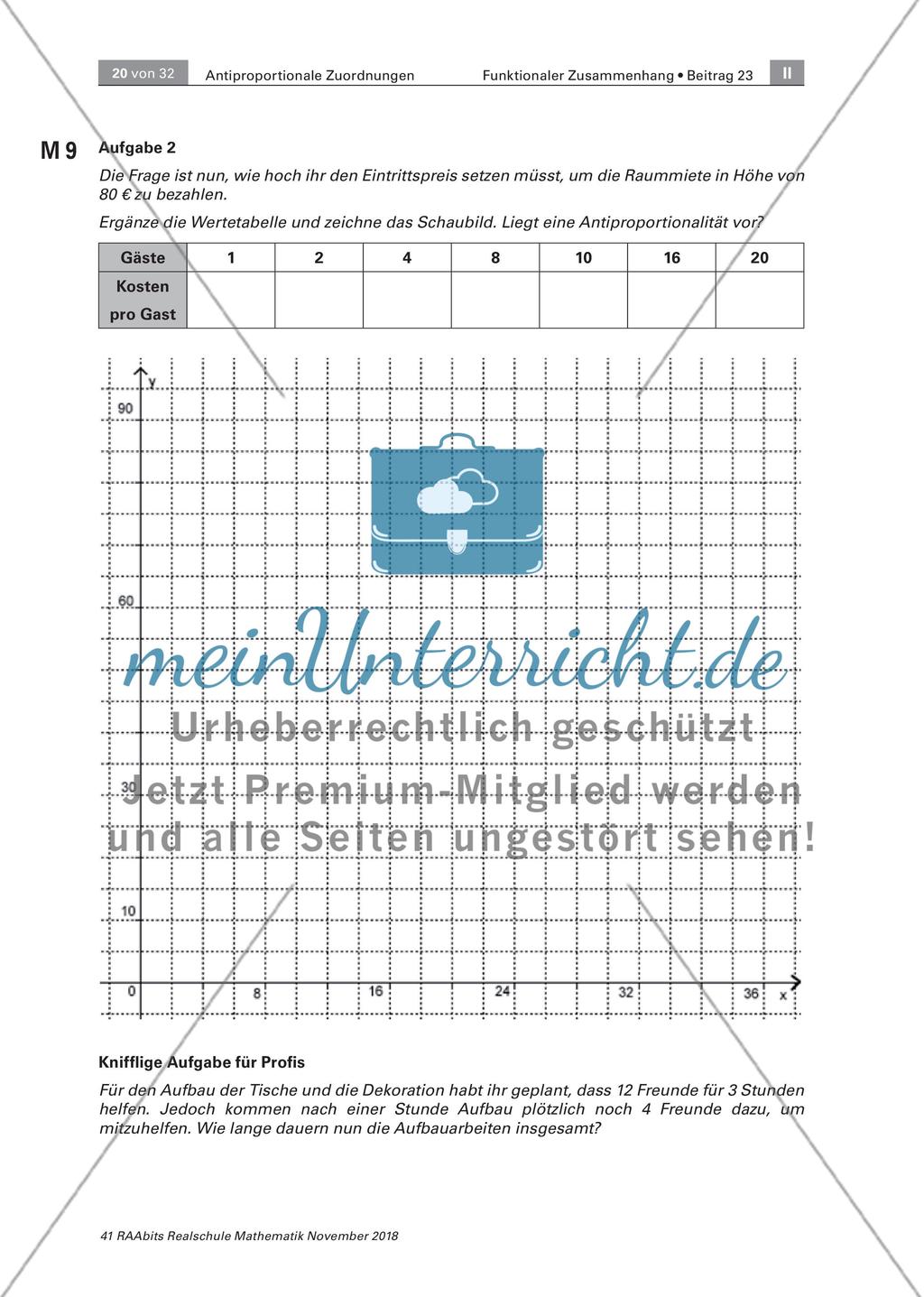 Planung von Events und Reisen: Einführung zu antiproportionalen Zuordnungen Preview 16