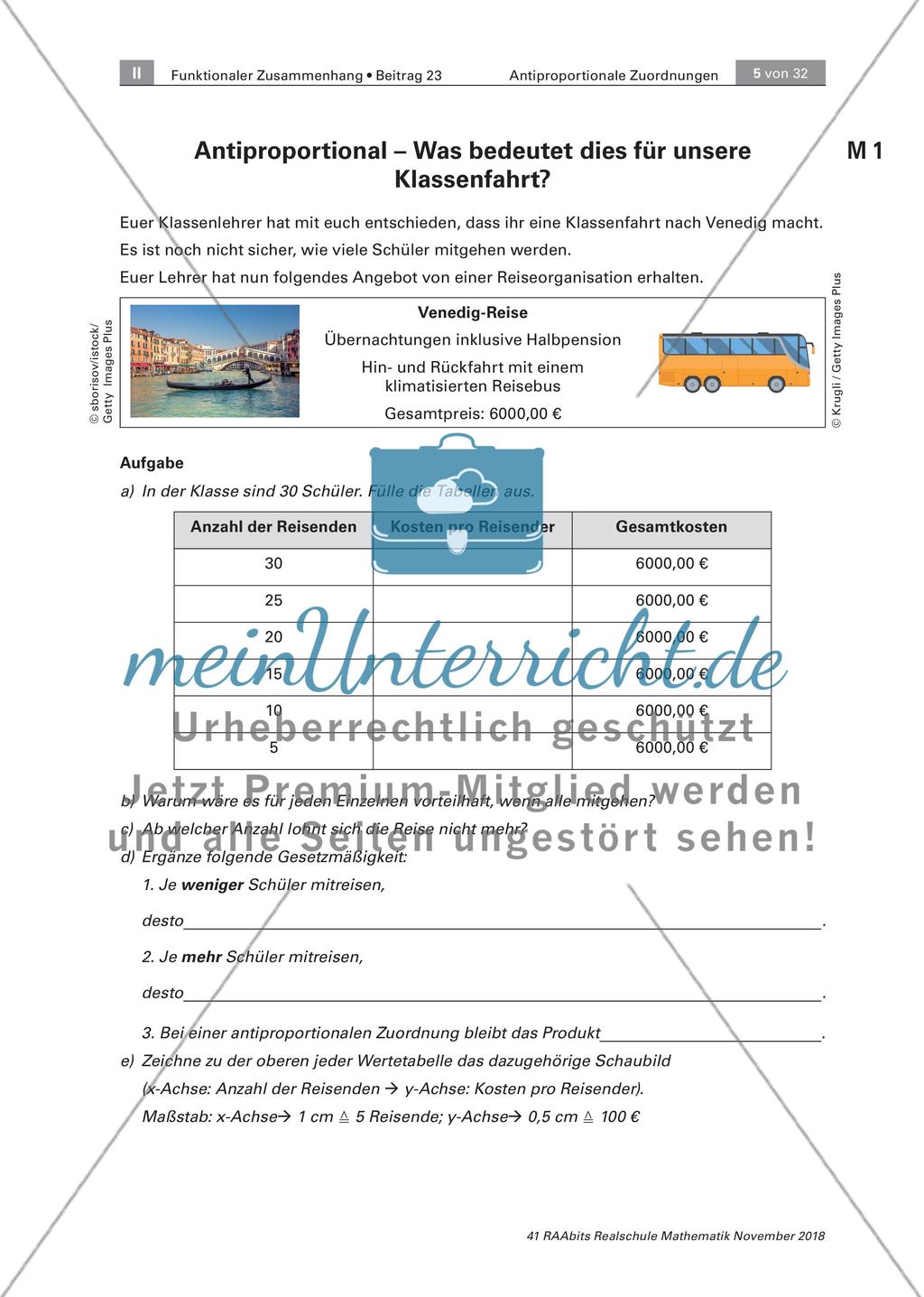 Planung von Events und Reisen: Einführung zu antiproportionalen Zuordnungen Preview 1