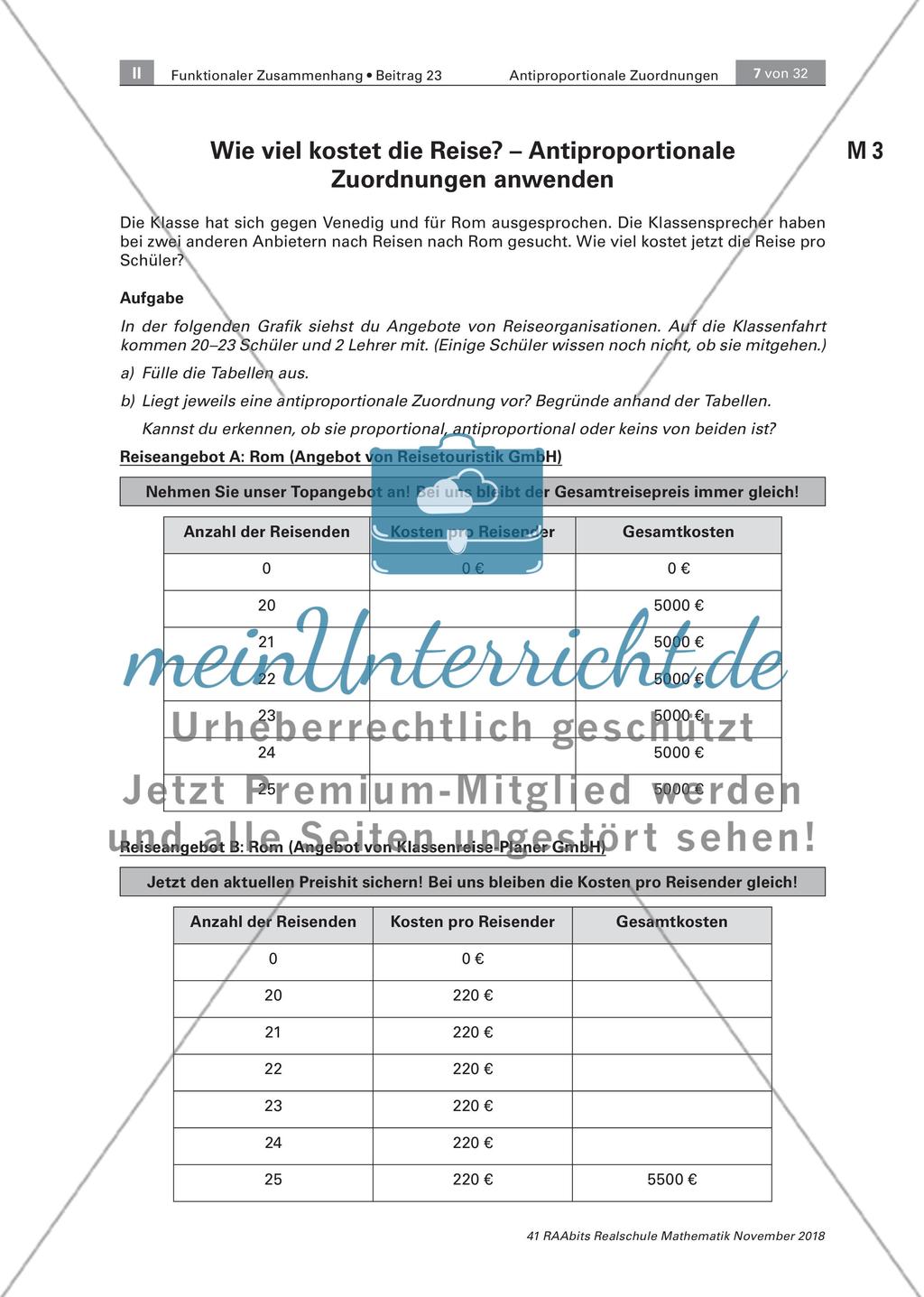 Planung von Events und Reisen: Einführung zu antiproportionalen Zuordnungen Preview 3
