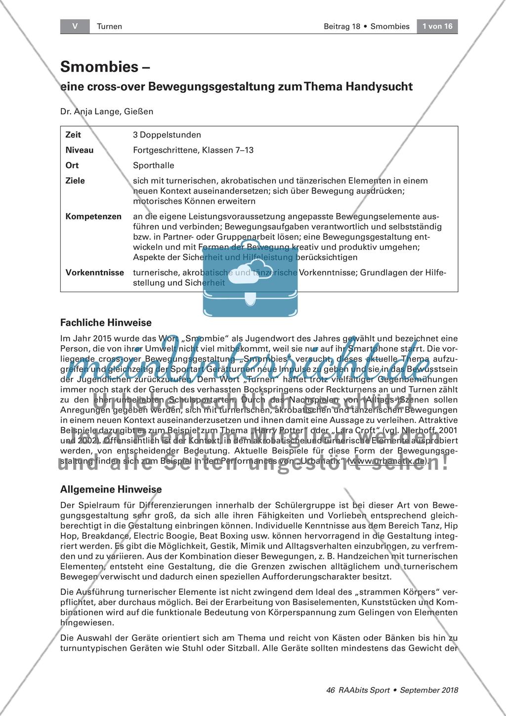 Smombies: Bewegungsgestaltung zum Thema Handysucht Preview 1