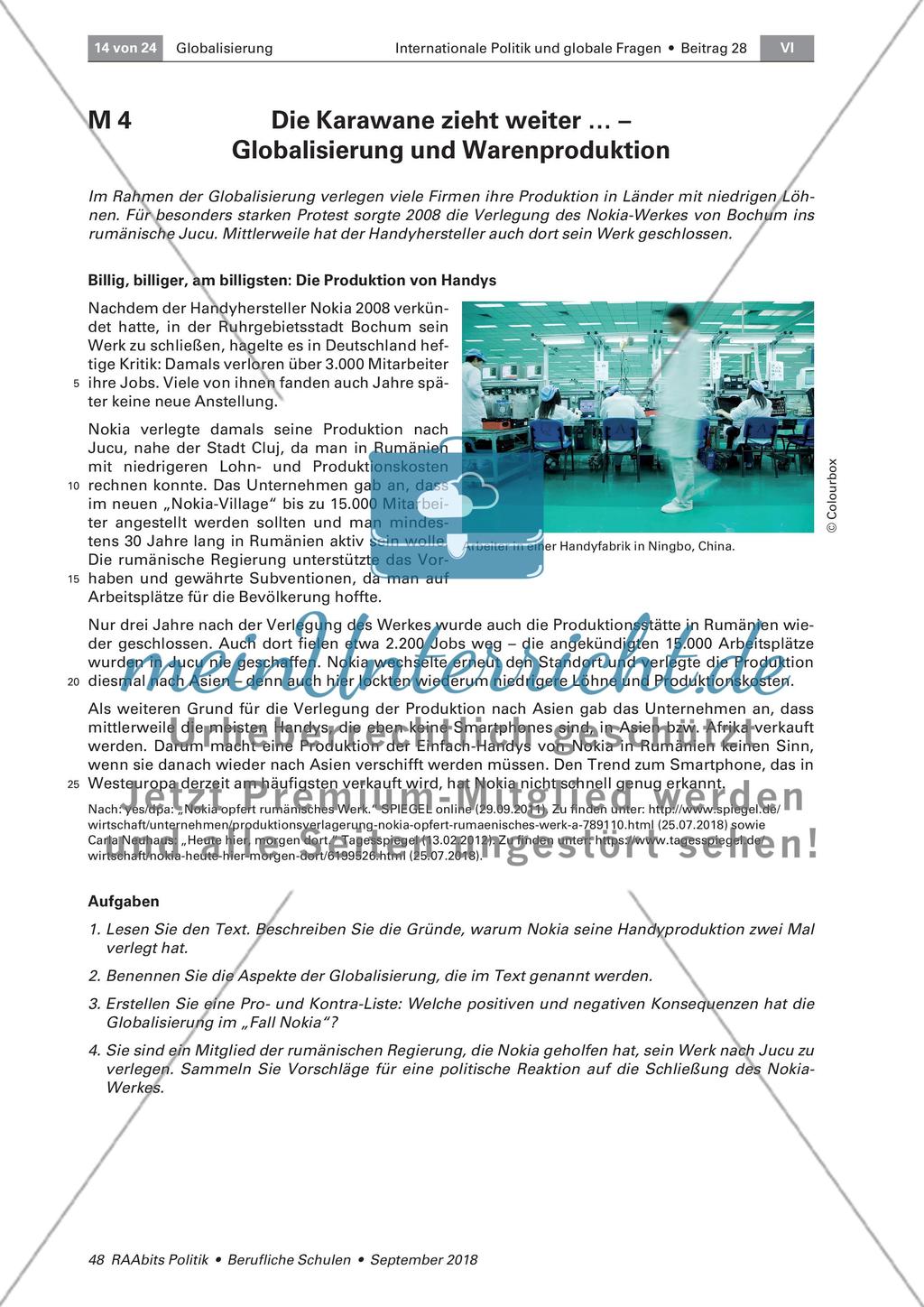 Wirtschaft, Politik und Arbeitsbedingungen in einer globalisierten Welt Preview 1