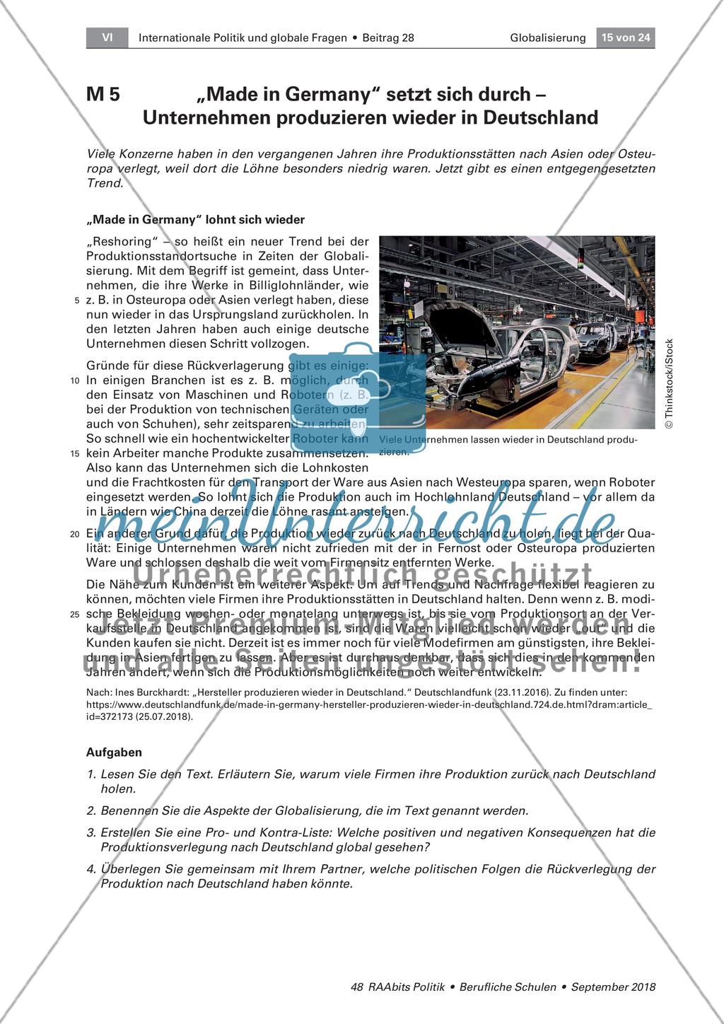 Wirtschaft, Politik und Arbeitsbedingungen in einer globalisierten Welt Preview 2
