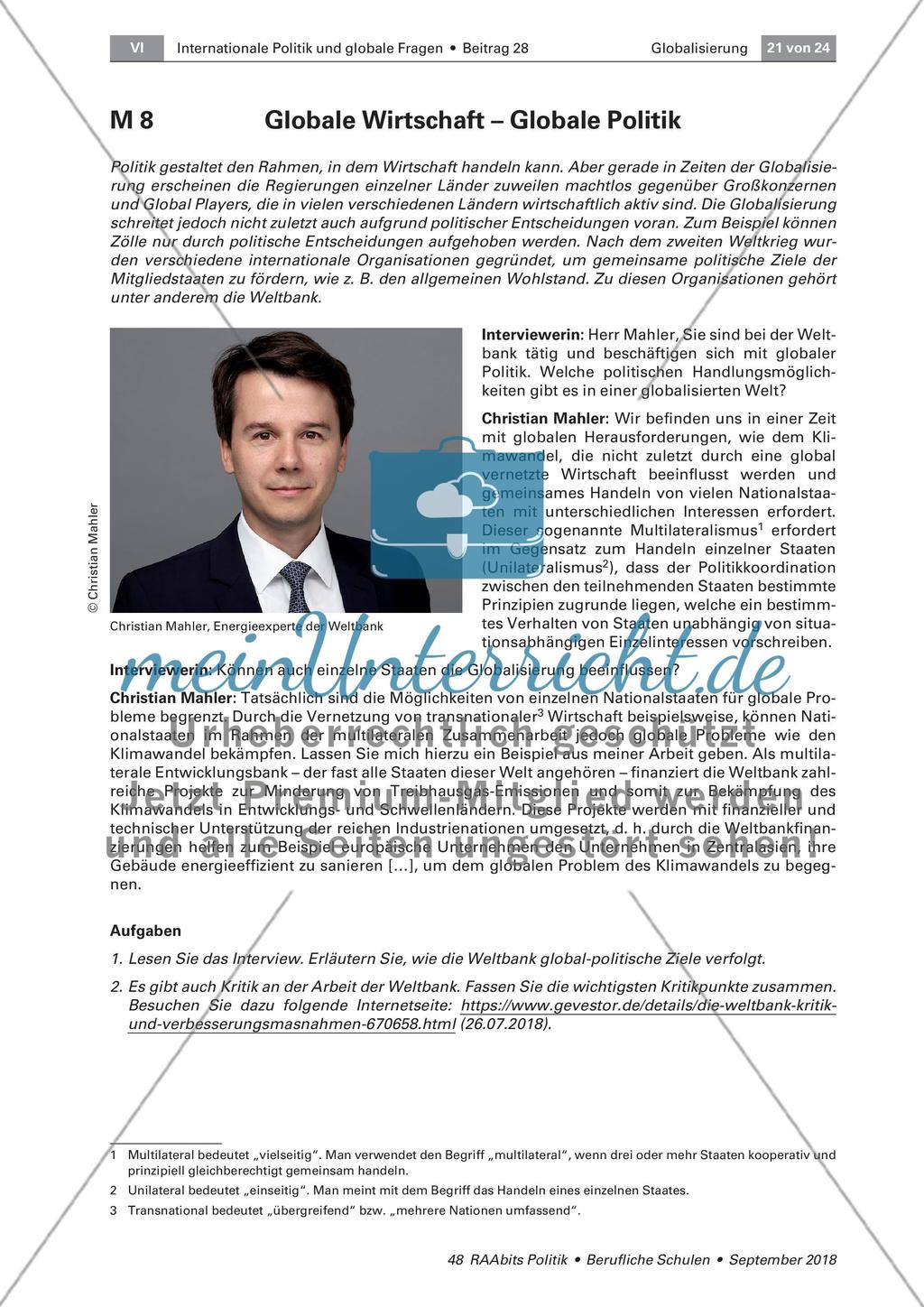 Wirtschaft, Politik und Arbeitsbedingungen in einer globalisierten Welt Preview 8