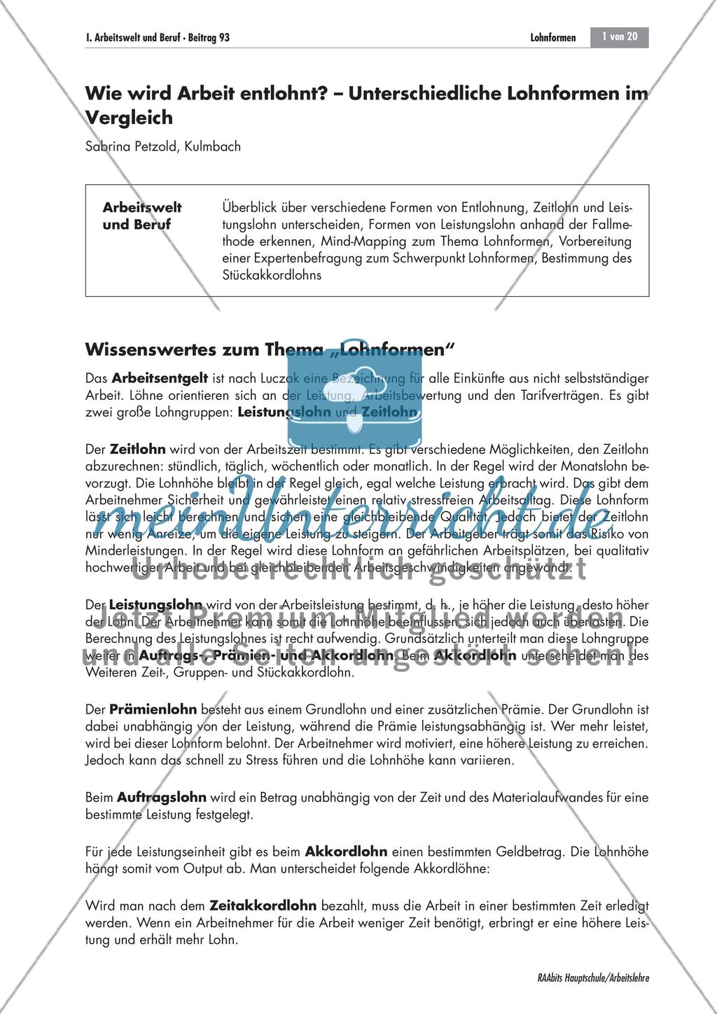 Unterschiedliche Lohnformen im Vergleich Preview 1