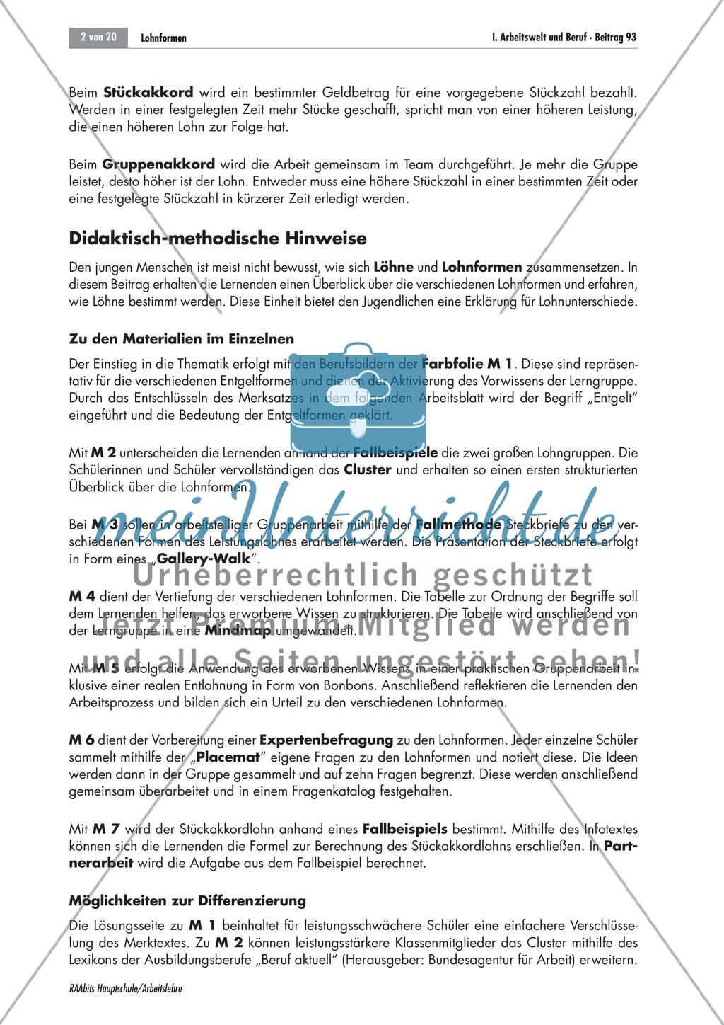 Unterschiedliche Lohnformen im Vergleich Preview 2