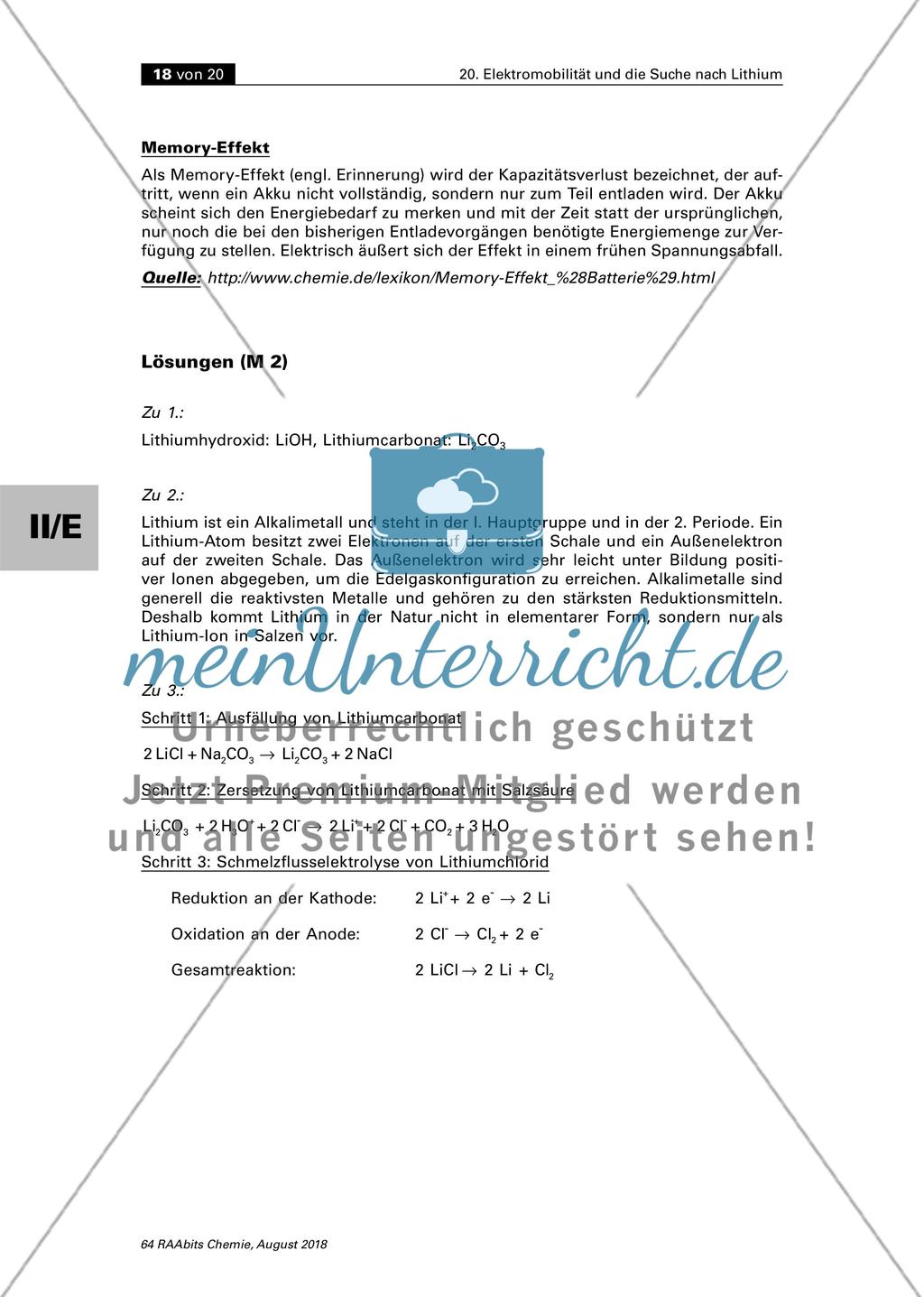 Elektromobilität und die Suche nach Lithium (Sek. II) Stand: 08/2018 Preview 18