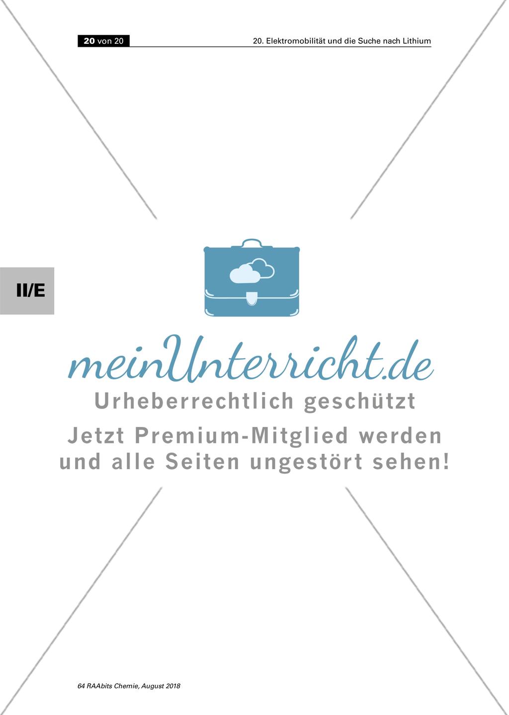 Elektromobilität und die Suche nach Lithium (Sek. II) Stand: 08/2018 Preview 20