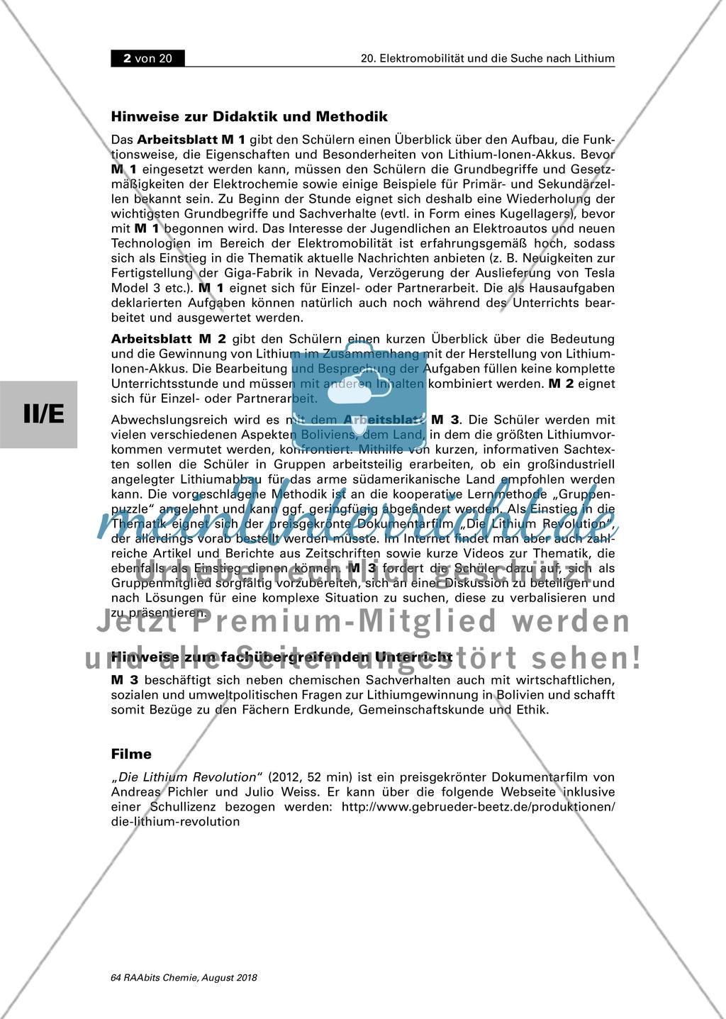 Elektromobilität und die Suche nach Lithium (Sek. II) Stand: 08/2018 Preview 2