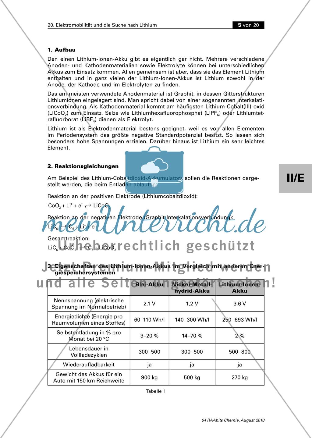 Elektromobilität und die Suche nach Lithium (Sek. II) Stand: 08/2018 Preview 5