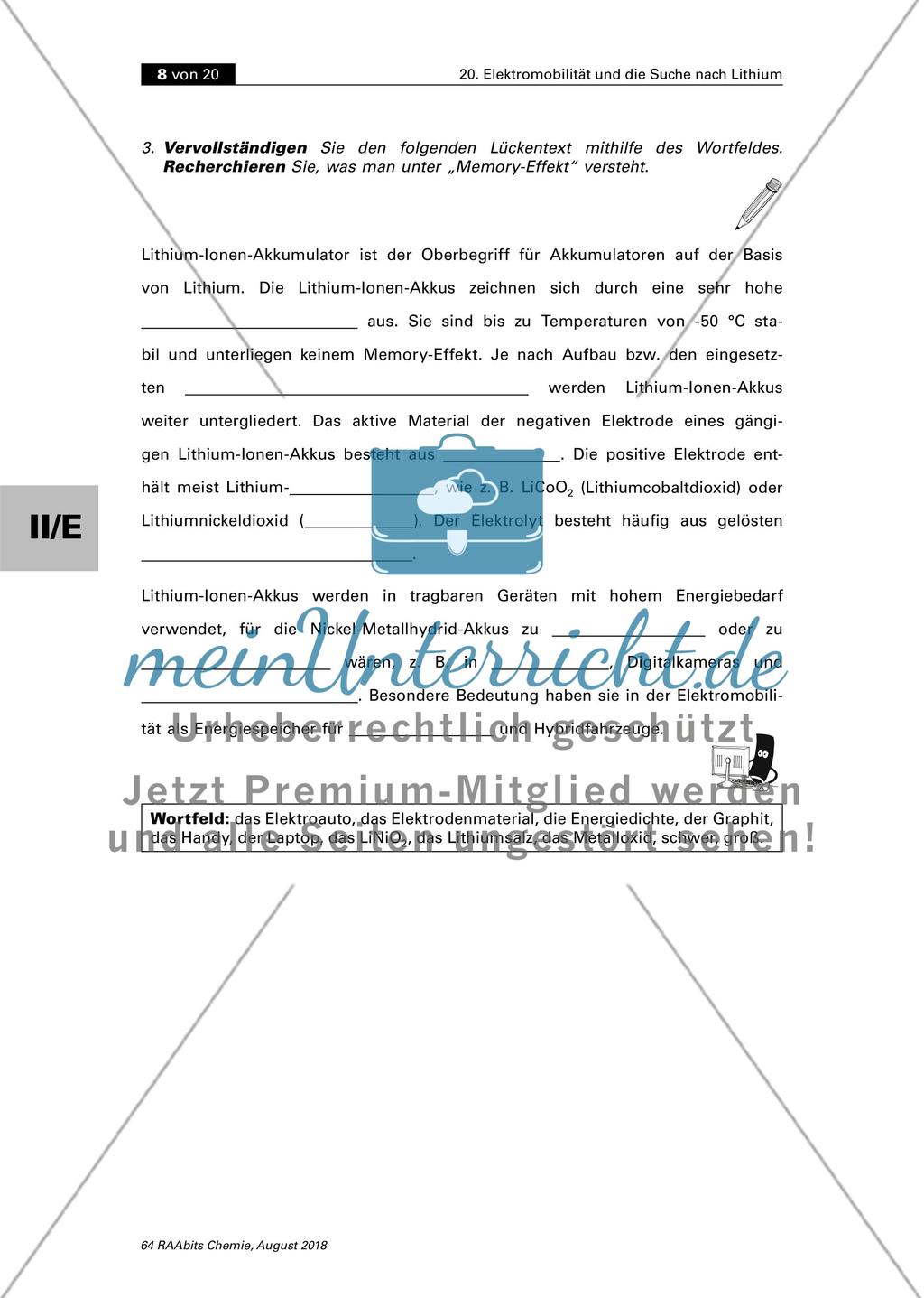 Elektromobilität und die Suche nach Lithium (Sek. II) Stand: 08/2018 Preview 8