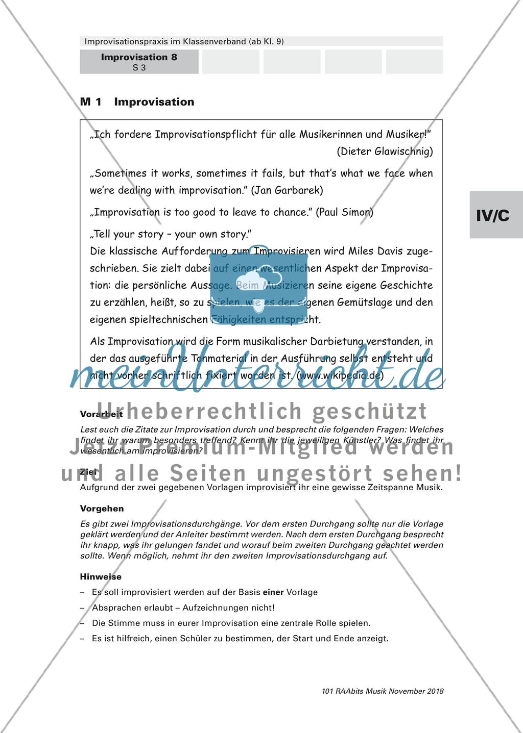 Improvisation! - Improvisationspraxis im Klassenverband Teil der Reihe