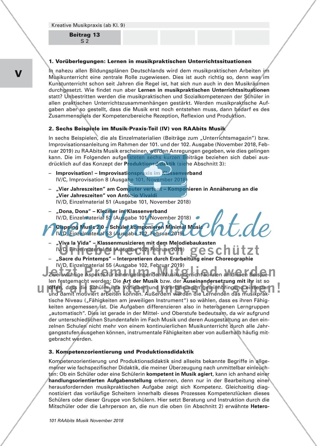 Kreative Musikpraxis - Gedanken zu einer musikdidaktischen Konzeption Teil der Reihe