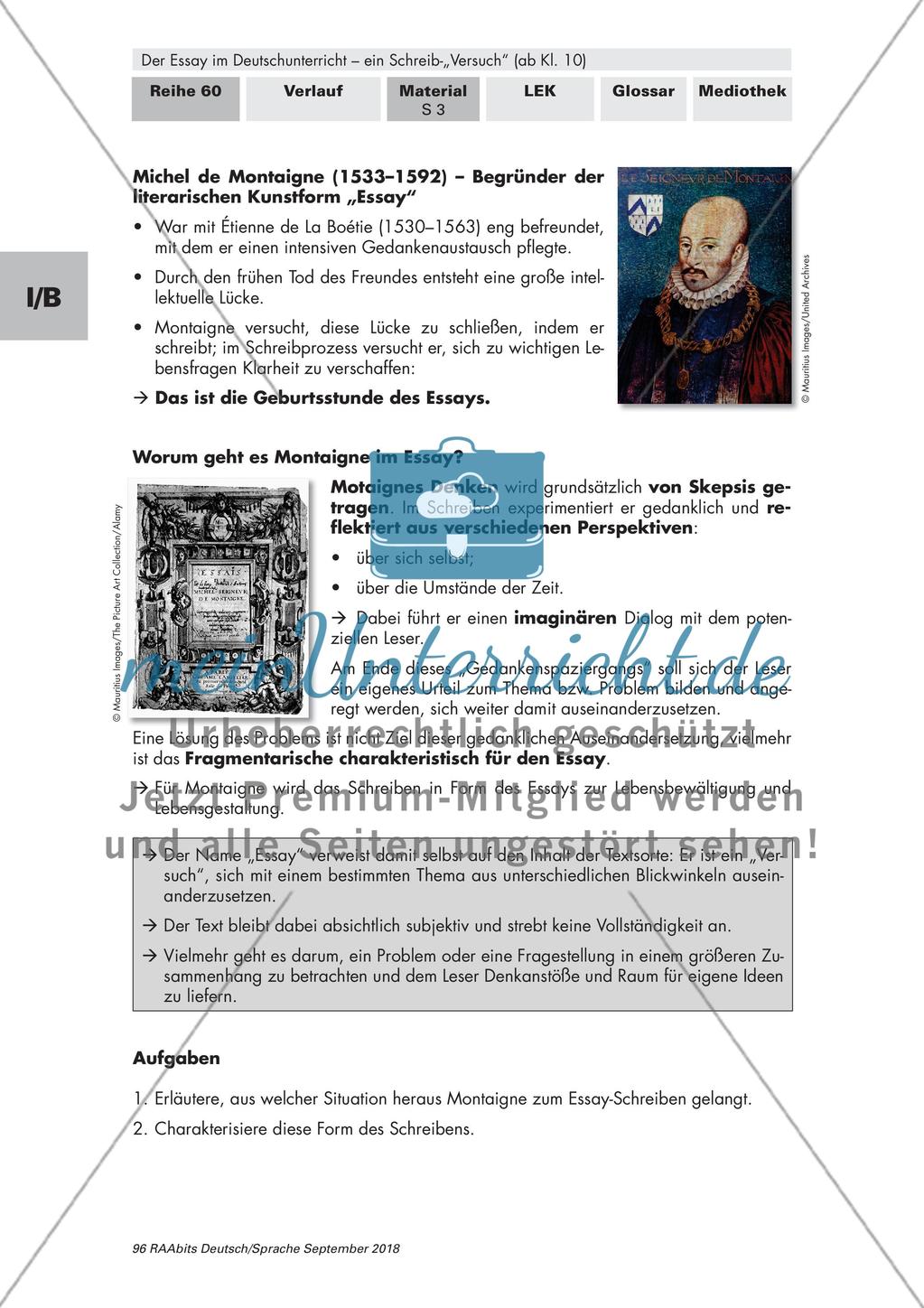 Entstehung und Charakterisierung des Essays Preview 2