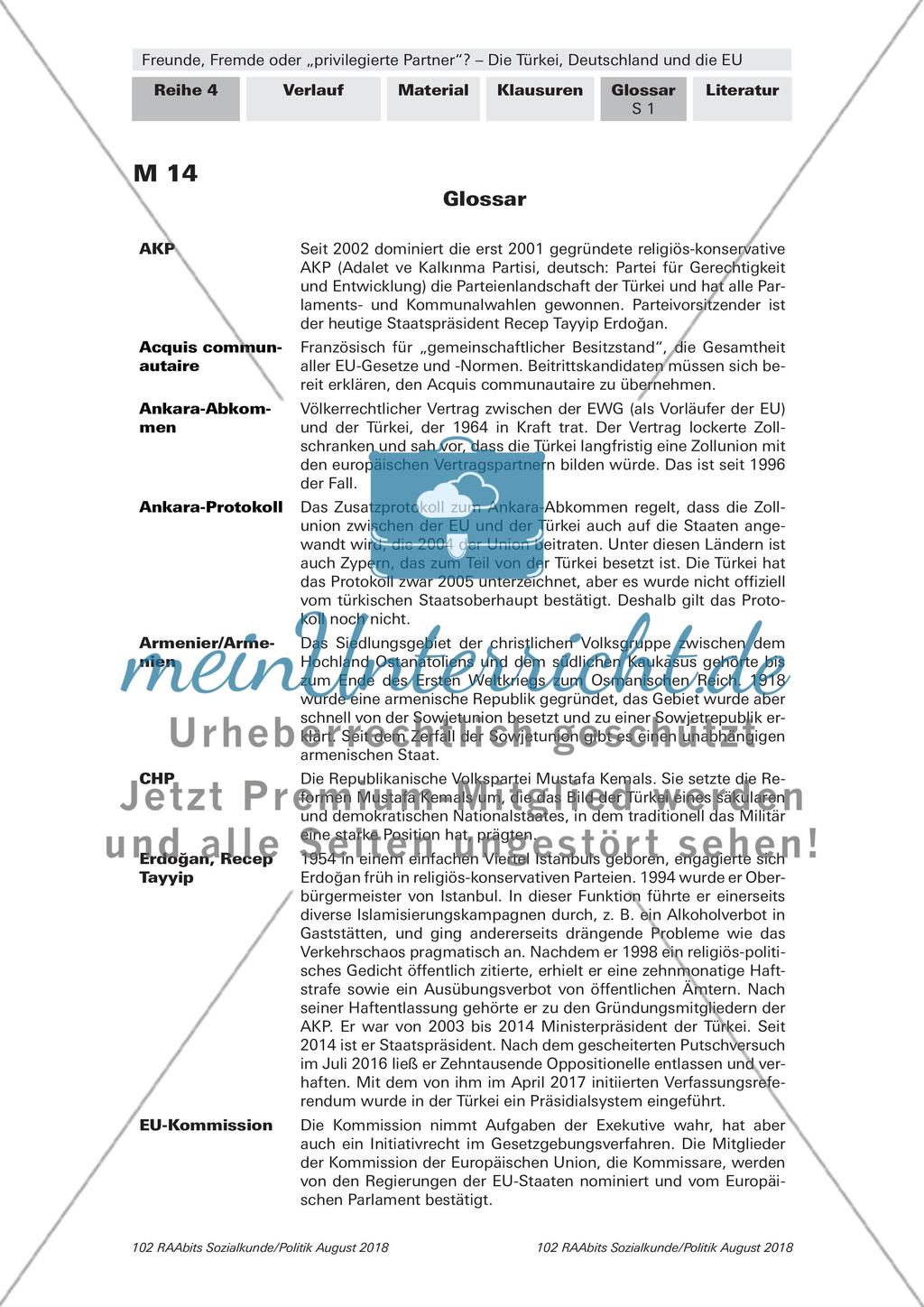 Türkei, Deutschland und EU - Lernkontrolle, Glossar Preview 3
