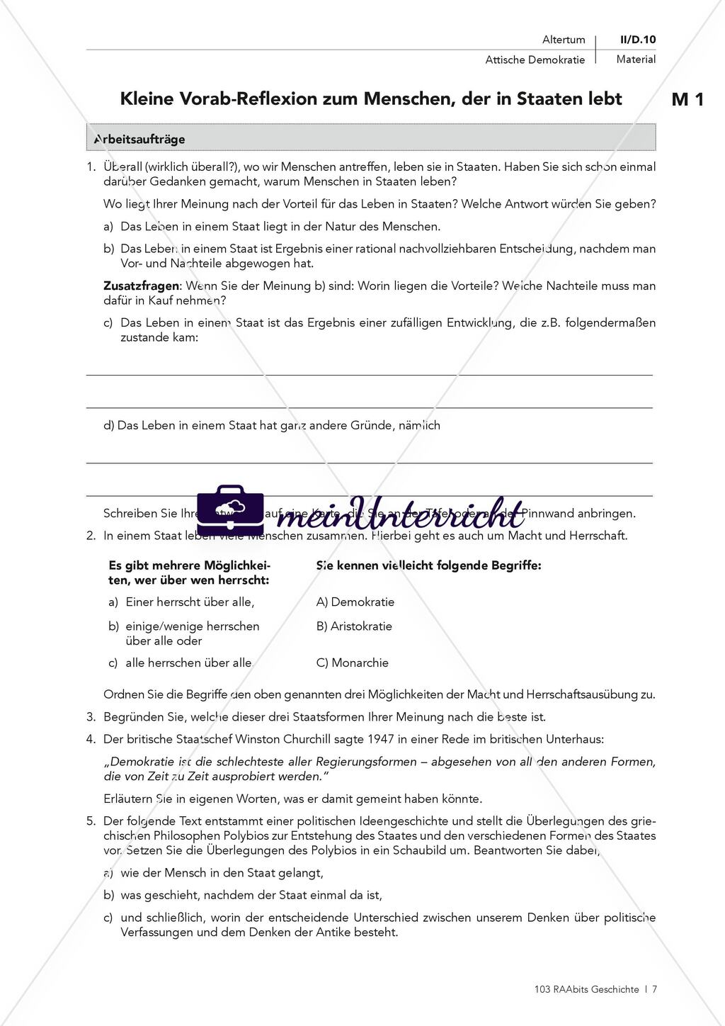 Das Leben in einem Staat: Gründe und verschiedene Herrschaftsformen Preview 1