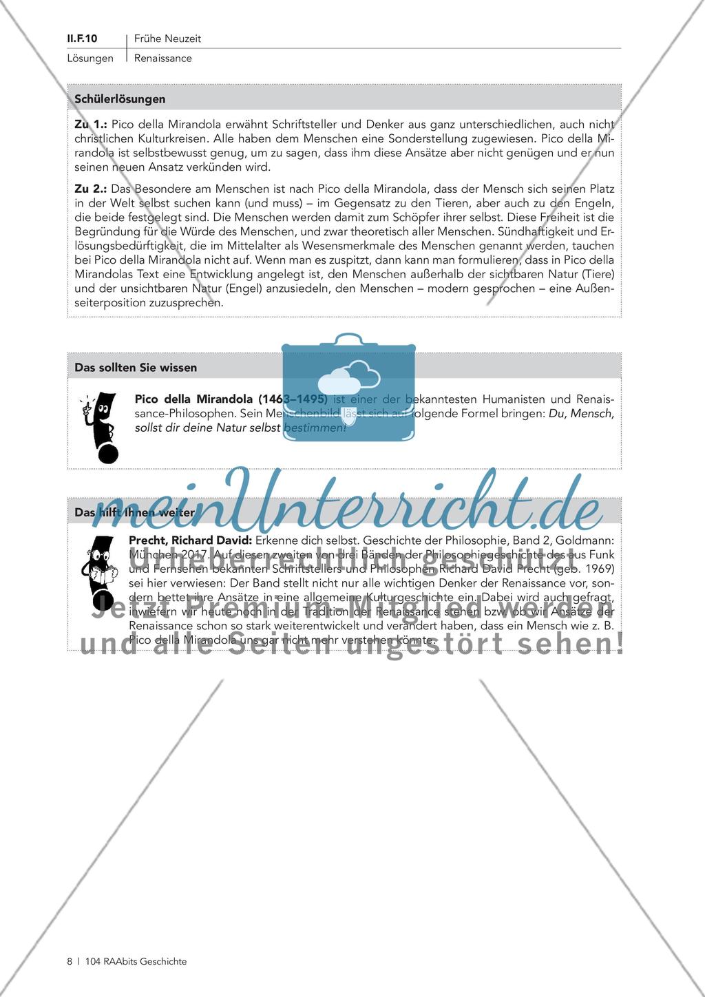 Texte der Renaissance: Die Würde des Menschen und das Philosophieren Preview 2