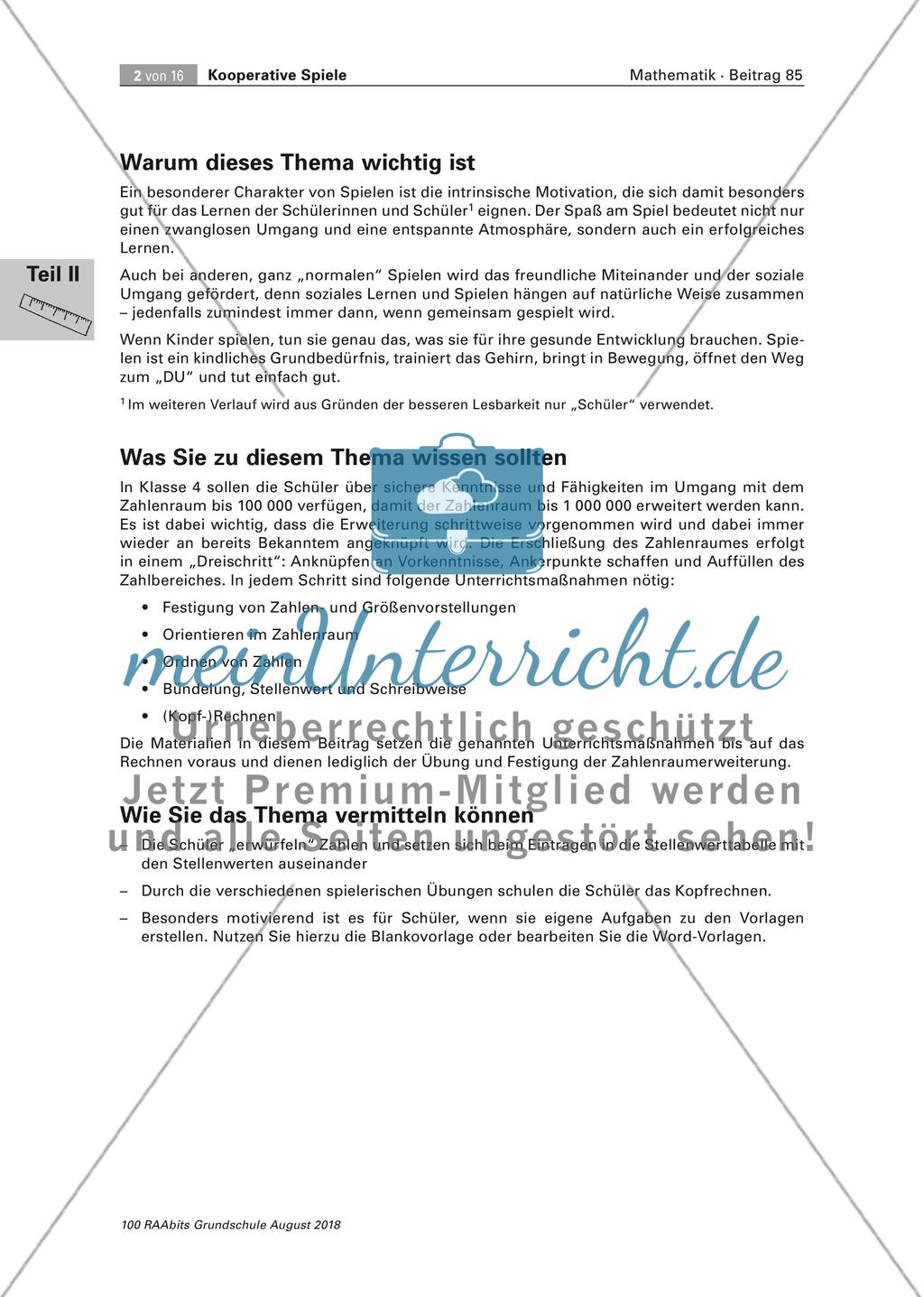 Kooperative Spiele zur Zahlraumerweiterung Preview 2