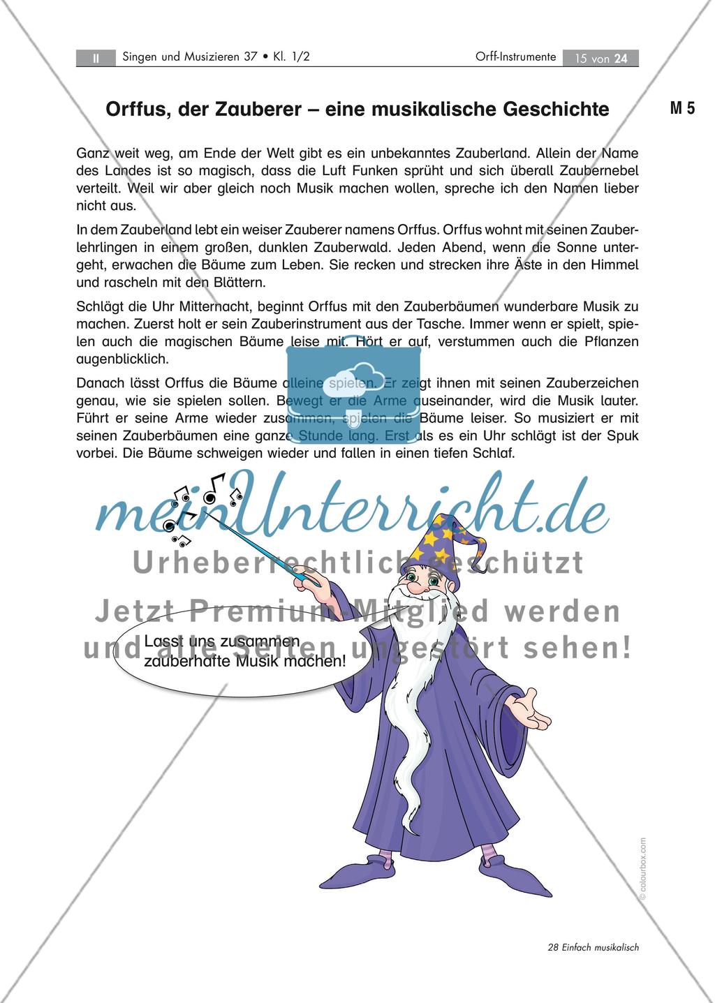Der musikalische Alltag von Orffus, dem Zauberer Orff-Instrumente kennenlernen und ausprobieren Stand: Dezember 2018 Preview 15