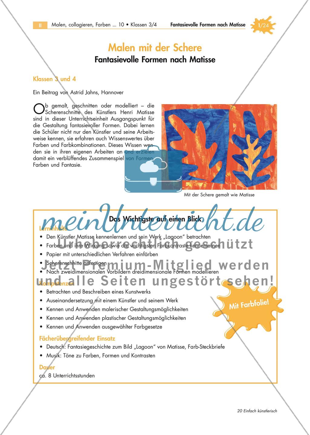 Malen mit der Schere: Fantasievolle Formen nach Matisse Preview 1