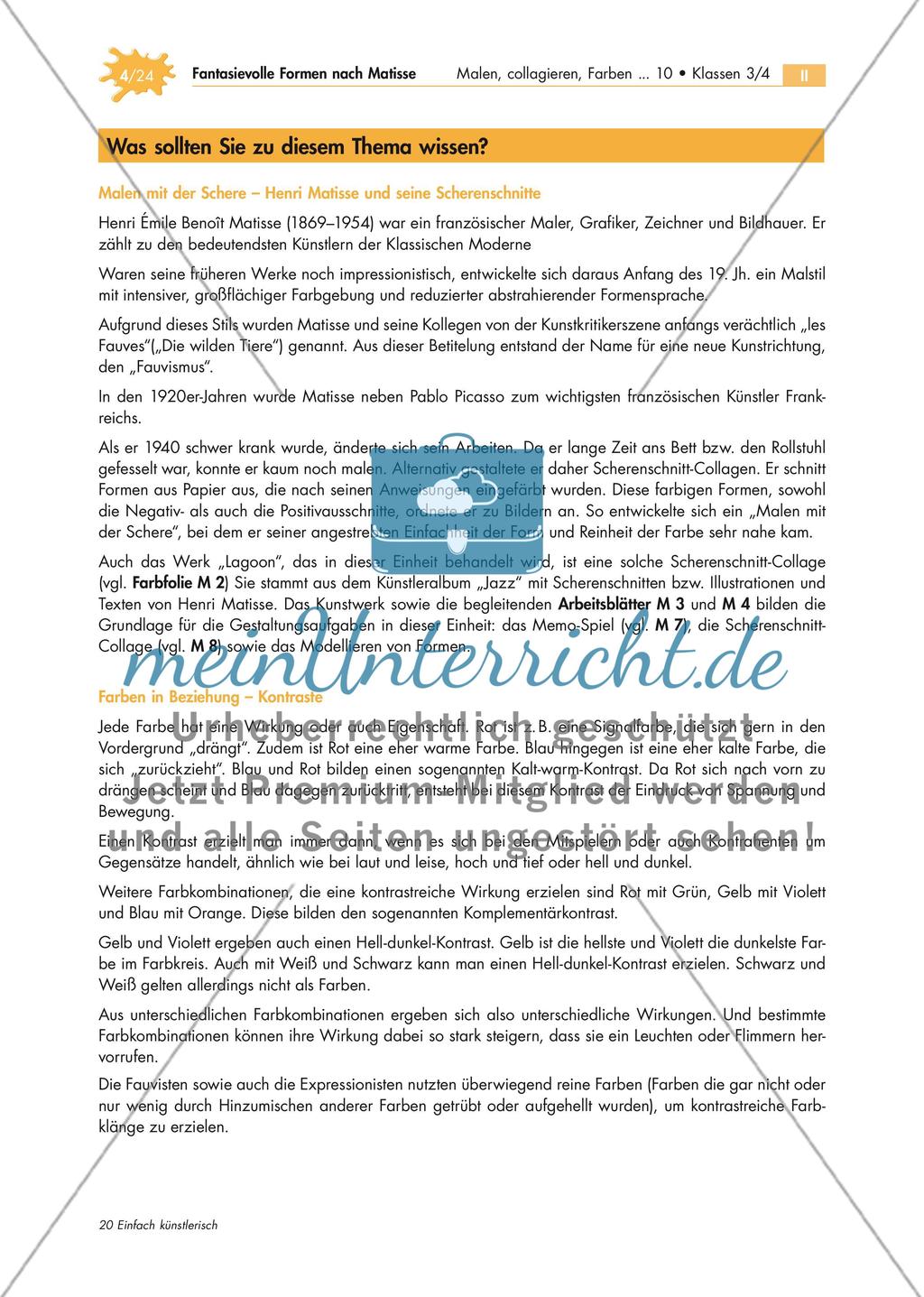 Malen mit der Schere: Fantasievolle Formen nach Matisse Preview 4