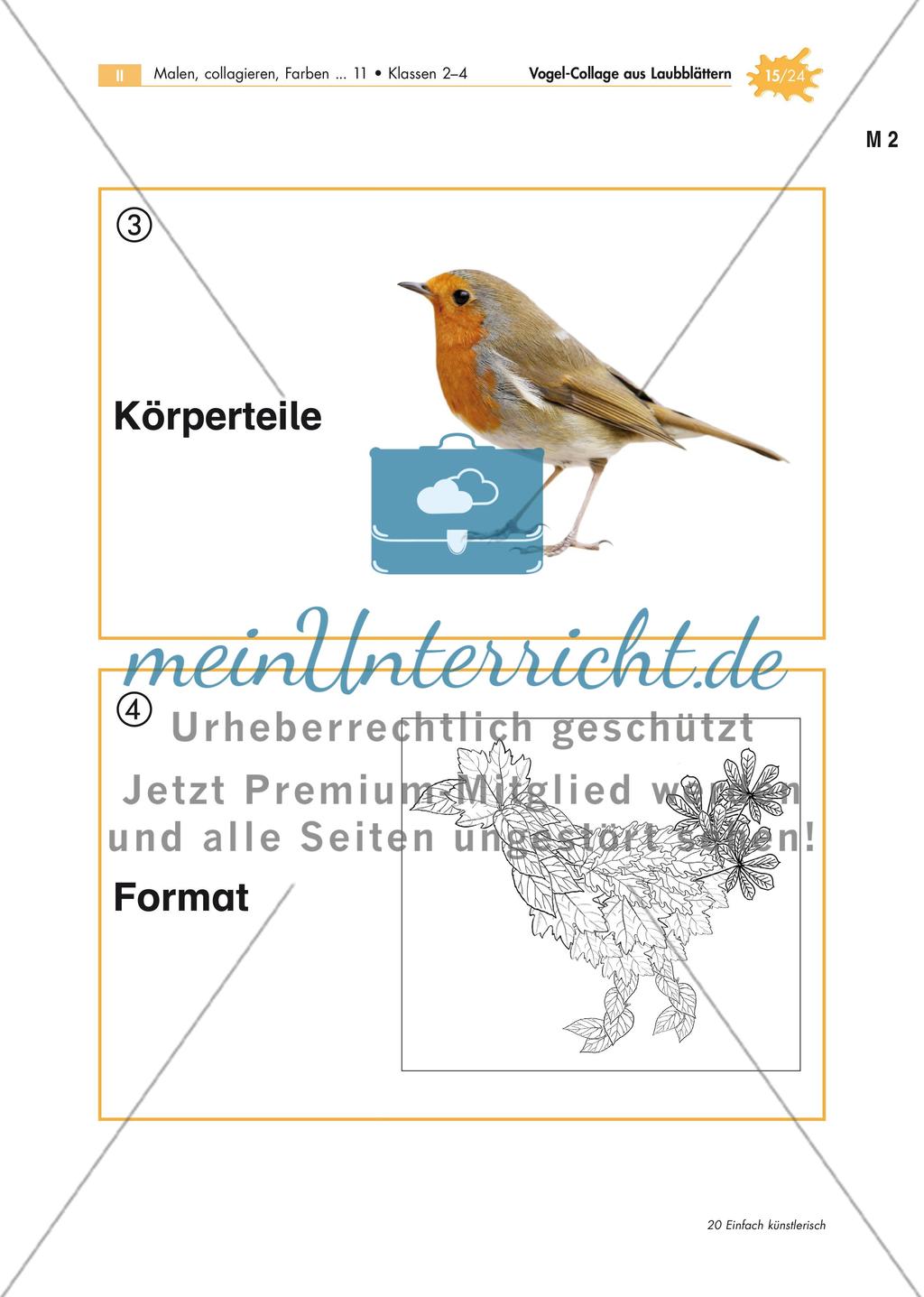 Vogel-Collage aus gepressten Laubblättern Preview 15