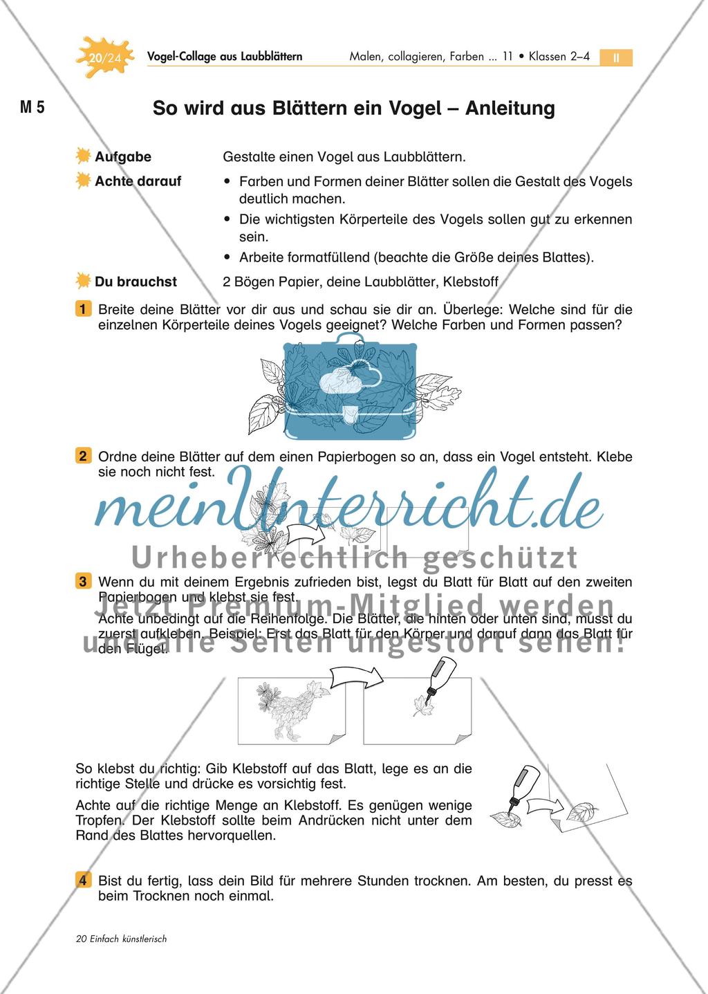 Vogel-Collage aus gepressten Laubblättern Preview 20