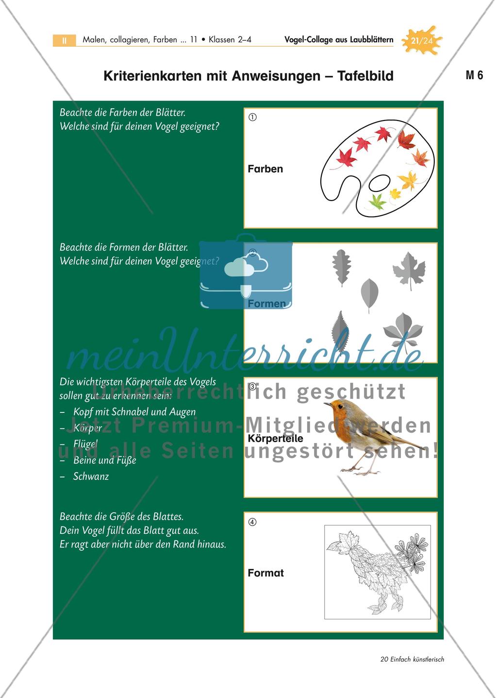 Vogel-Collage aus gepressten Laubblättern Preview 21