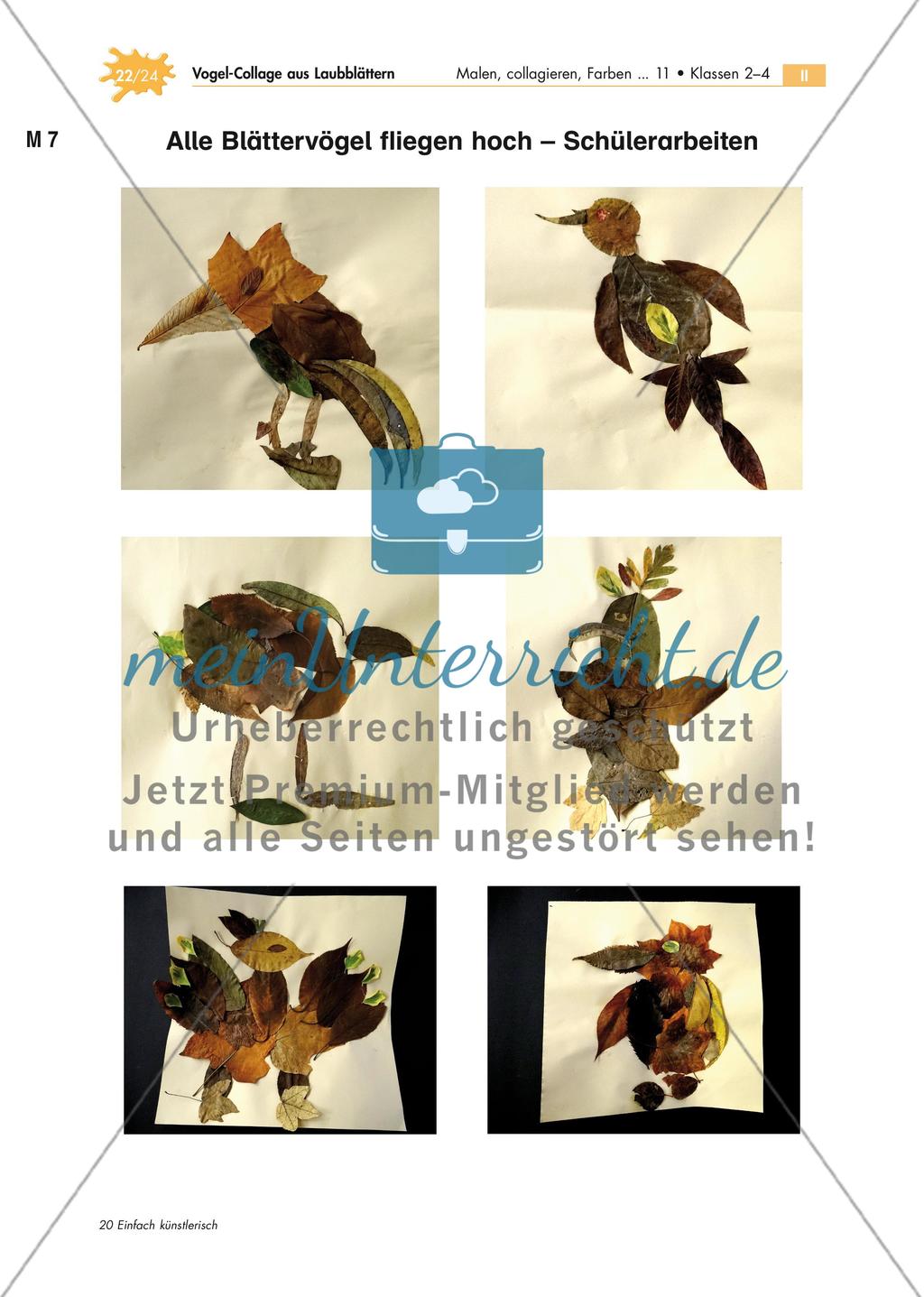 Vogel-Collage aus gepressten Laubblättern Preview 22