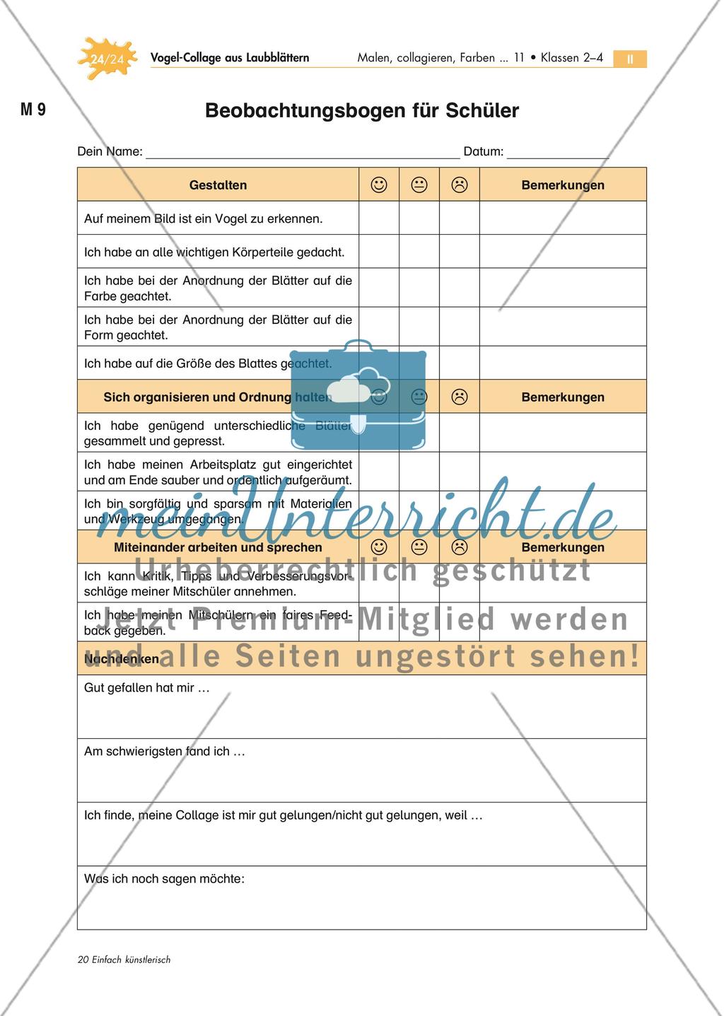 Vogel-Collage aus gepressten Laubblättern Preview 24
