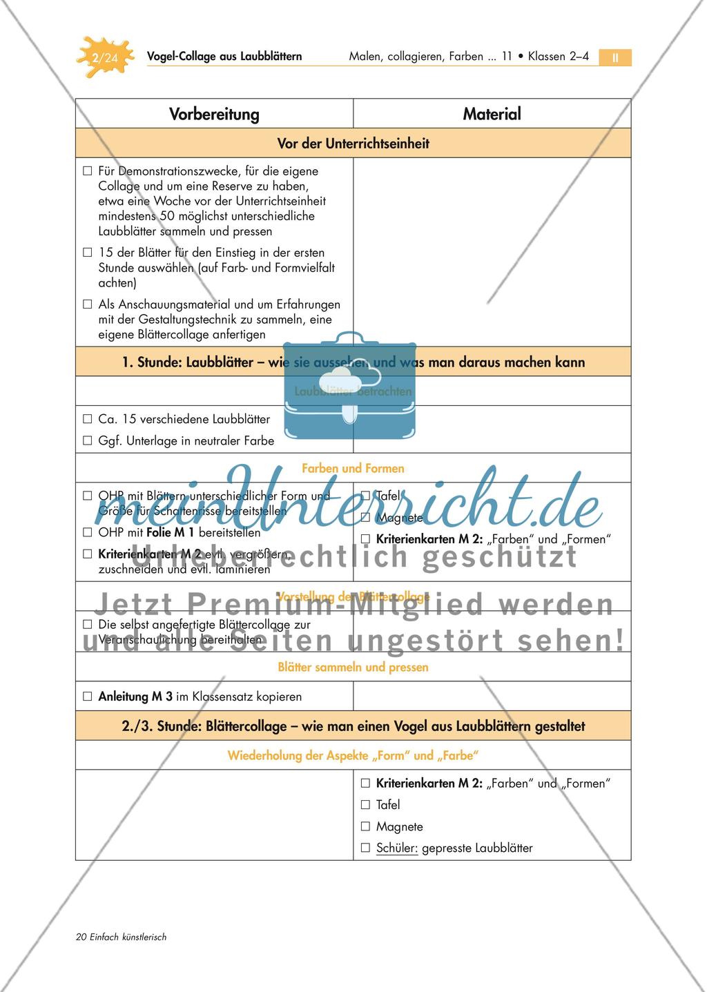 Vogel-Collage aus gepressten Laubblättern Preview 2