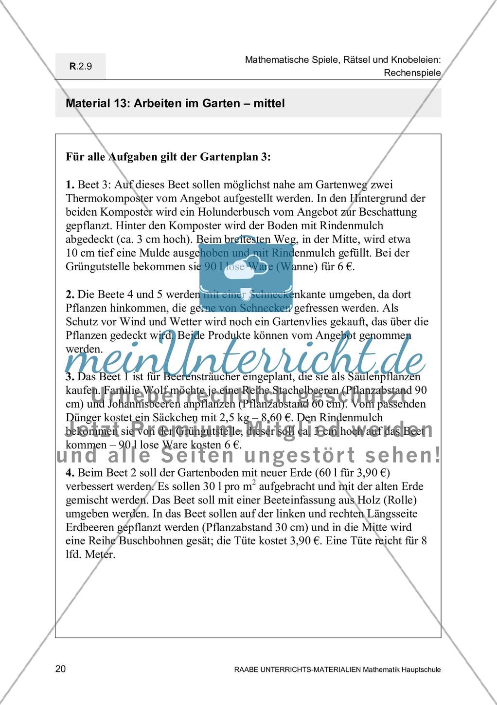 Sachaufgaben zum Thema Arbeiten im Garten Preview 3