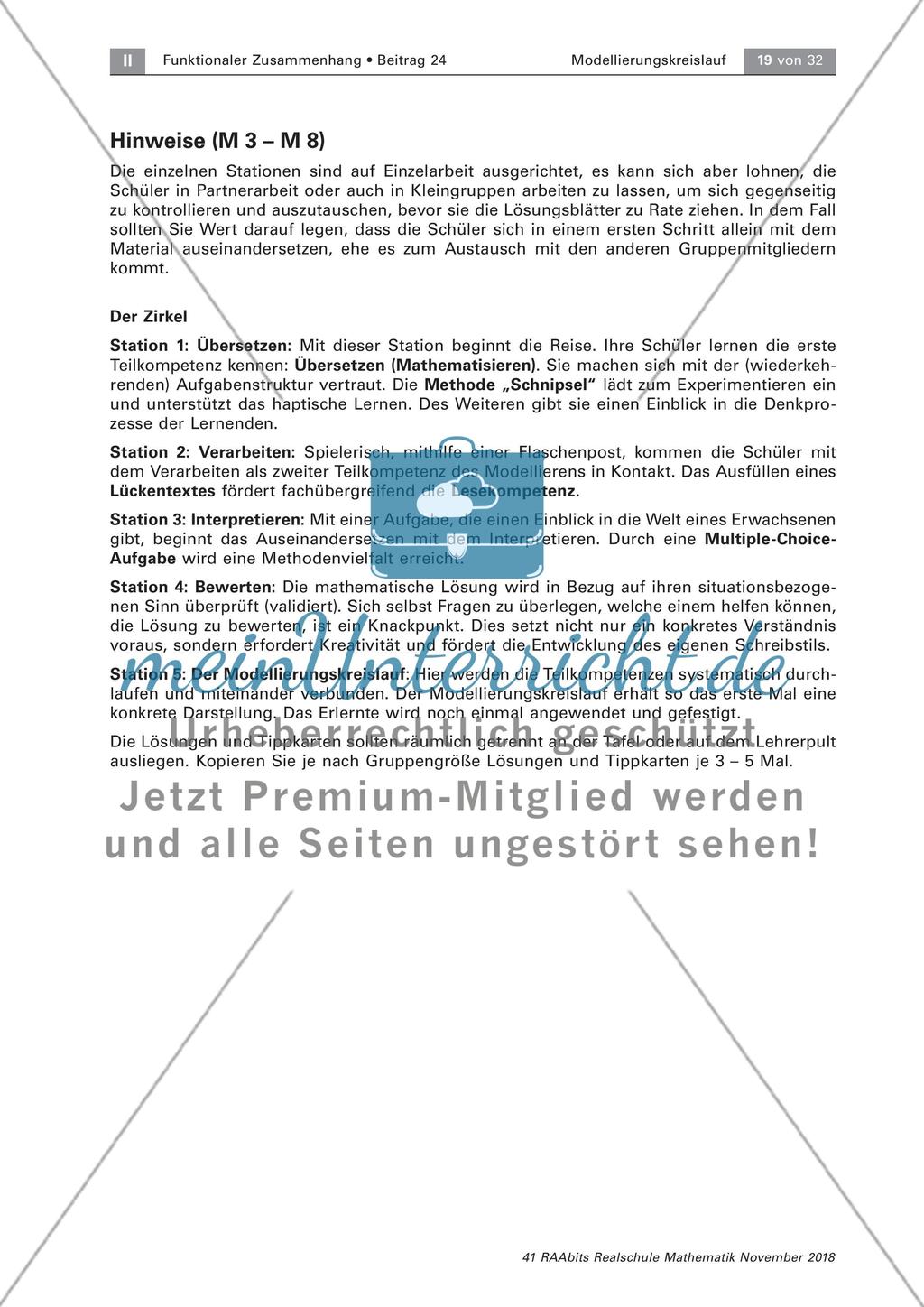 Stationenzirkel: Mathematische Modellierungen Preview 16