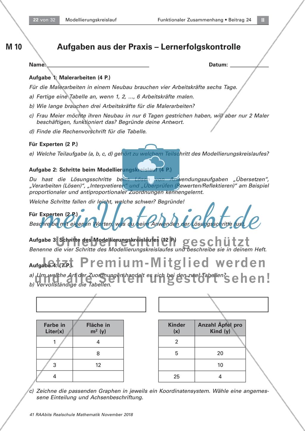 Stationenzirkel: Mathematische Modellierungen Preview 19