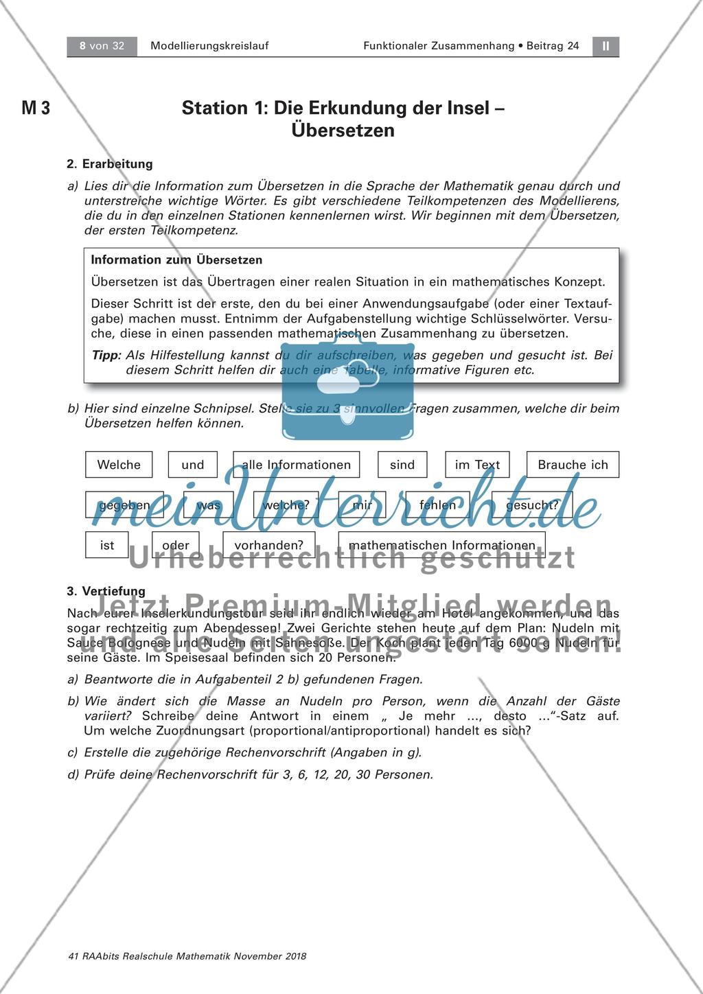 Stationenzirkel: Mathematische Modellierungen Preview 5