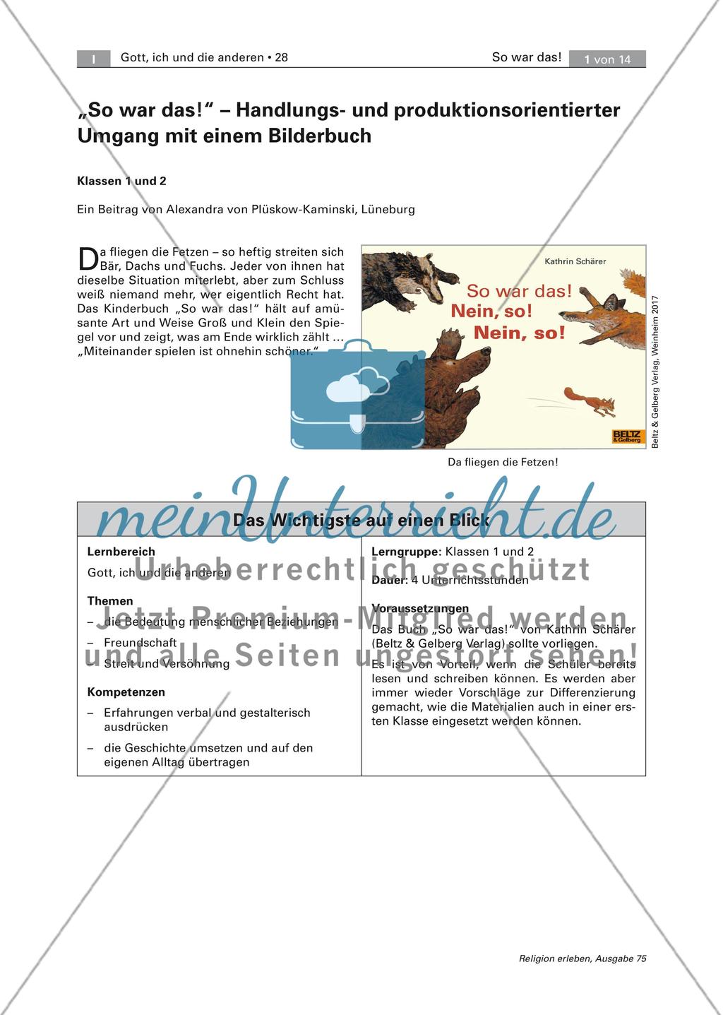 Bilderbucharbeit: Streit und Versöhnung Preview 1