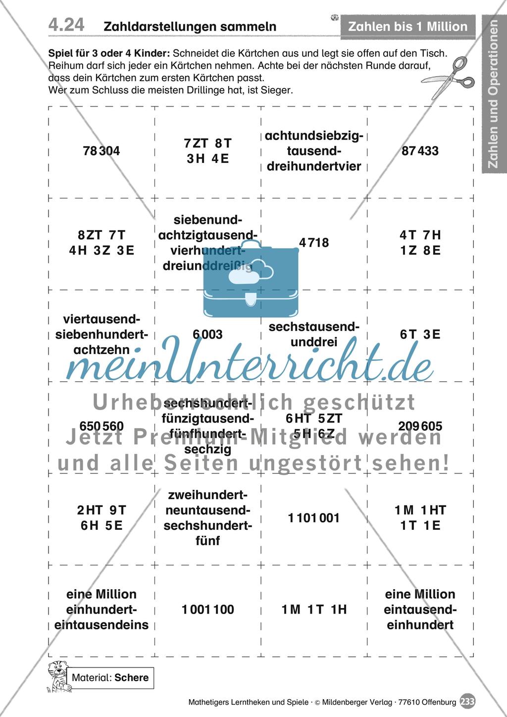 Zahlen bis 1 Million Preview 2