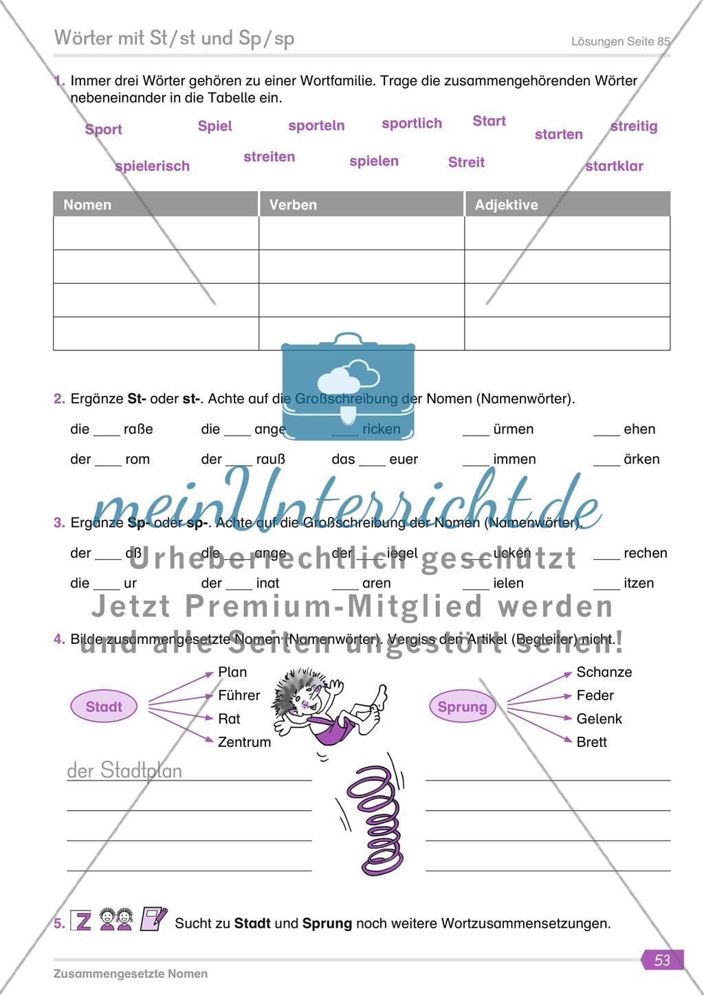 Wörter mit St / st und Sp / sp Preview 2