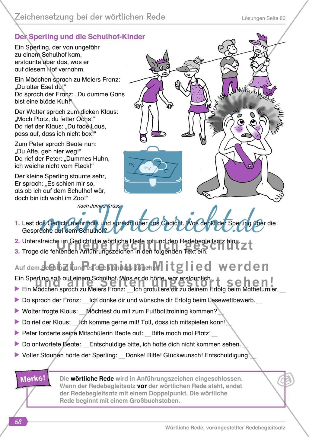 Zeichensetzung bei der wörtlichen Rede Preview 1