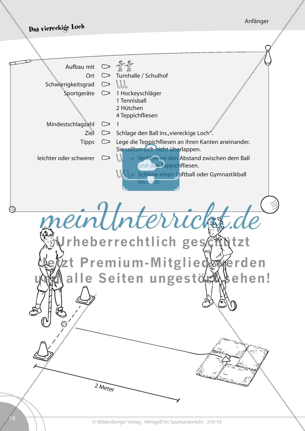 Vierzehn einfache Minigolf-Bahnen für die Turnhalle oder den Schulhof Preview 6