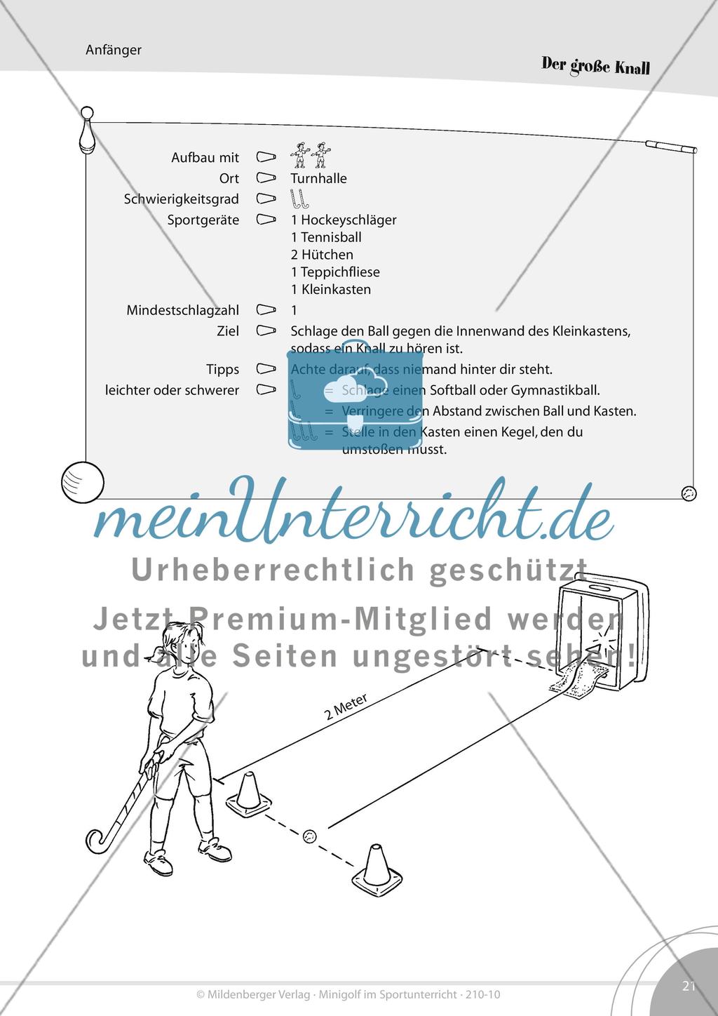 Vierzehn einfache Minigolf-Bahnen für die Turnhalle oder den Schulhof Preview 9