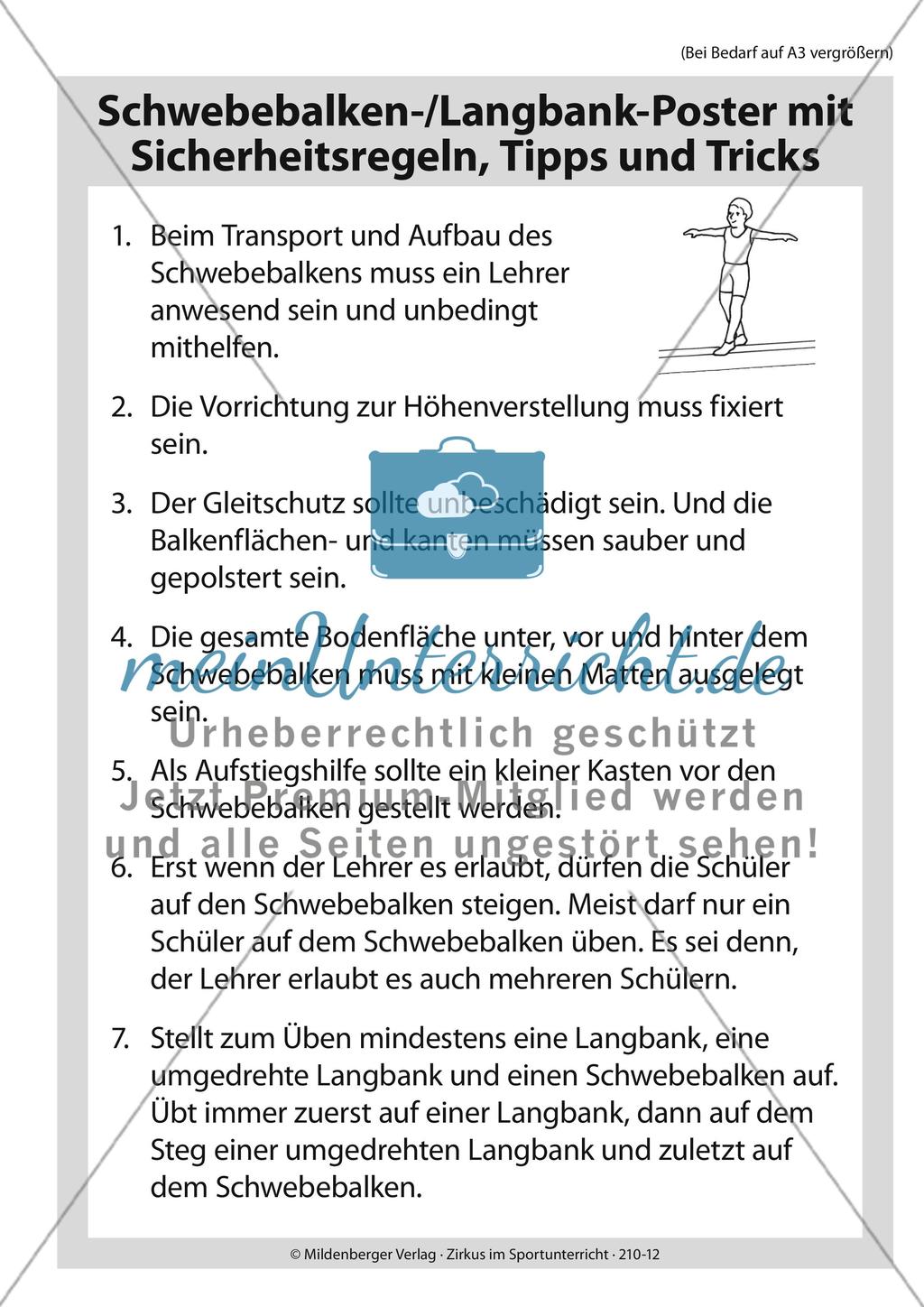 Zirkusattraktionen mit dem Schwebebalken und der Langbank Preview 1